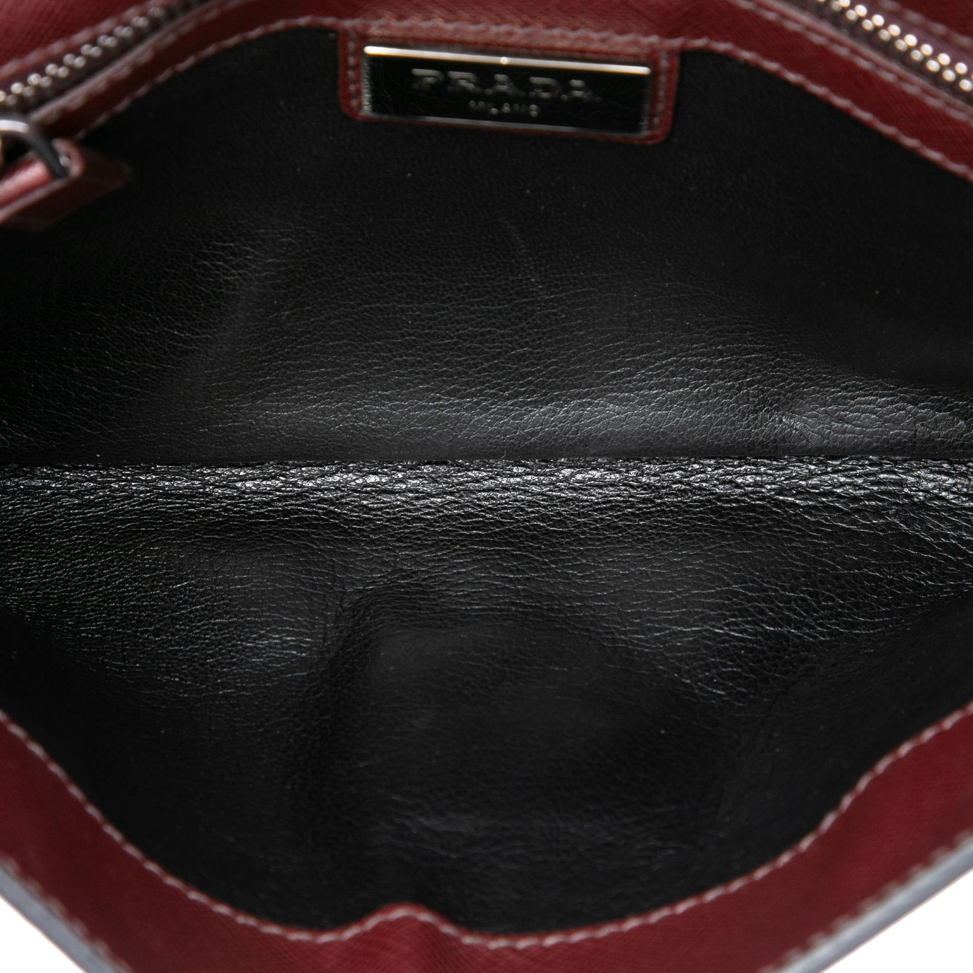 Prada Bicolor Saffiano Envelope Push Lock Clutch