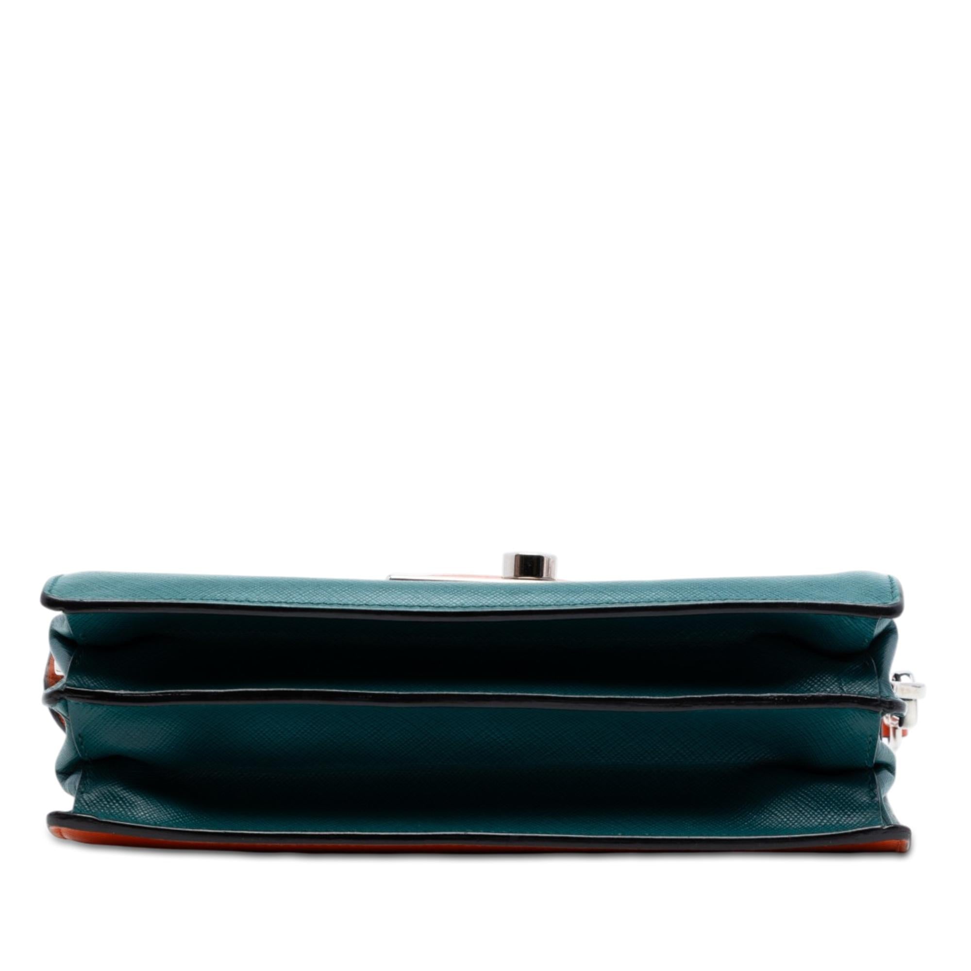 Prada Bicolor Saffiano Lux Sound Lock Satchel