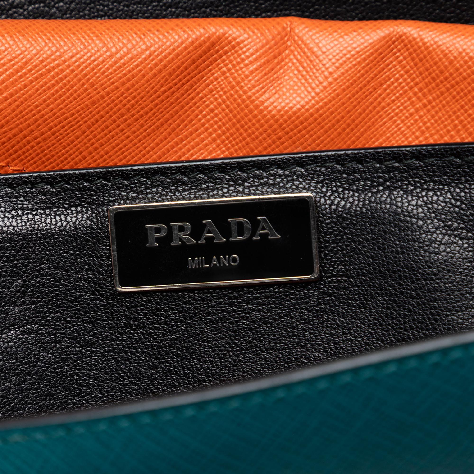 Prada Bicolor Saffiano Lux Sound Lock Satchel