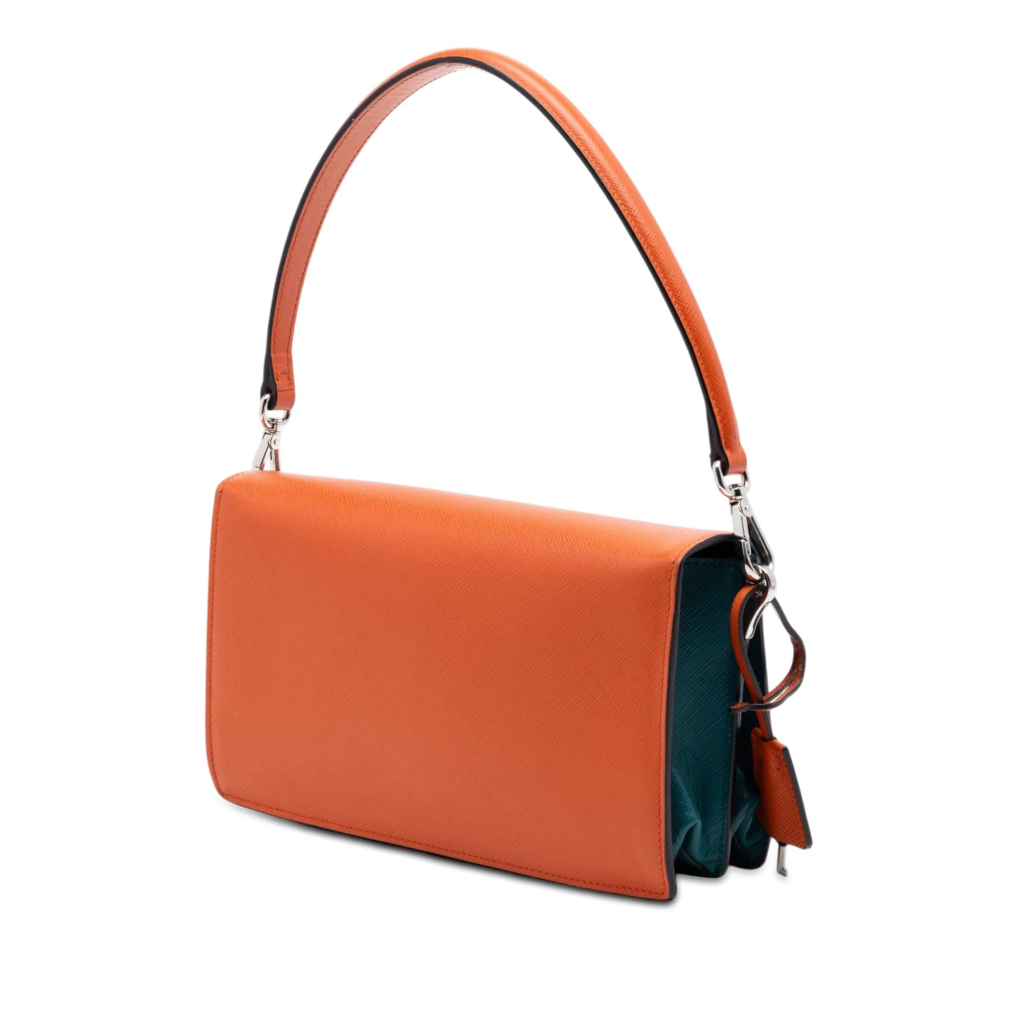 Prada Bicolor Saffiano Lux Sound Lock Satchel
