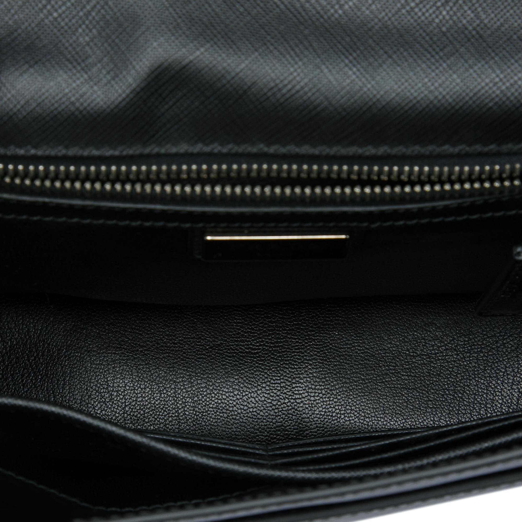 Prada Bicolor Saffiano Push Lock Clutch