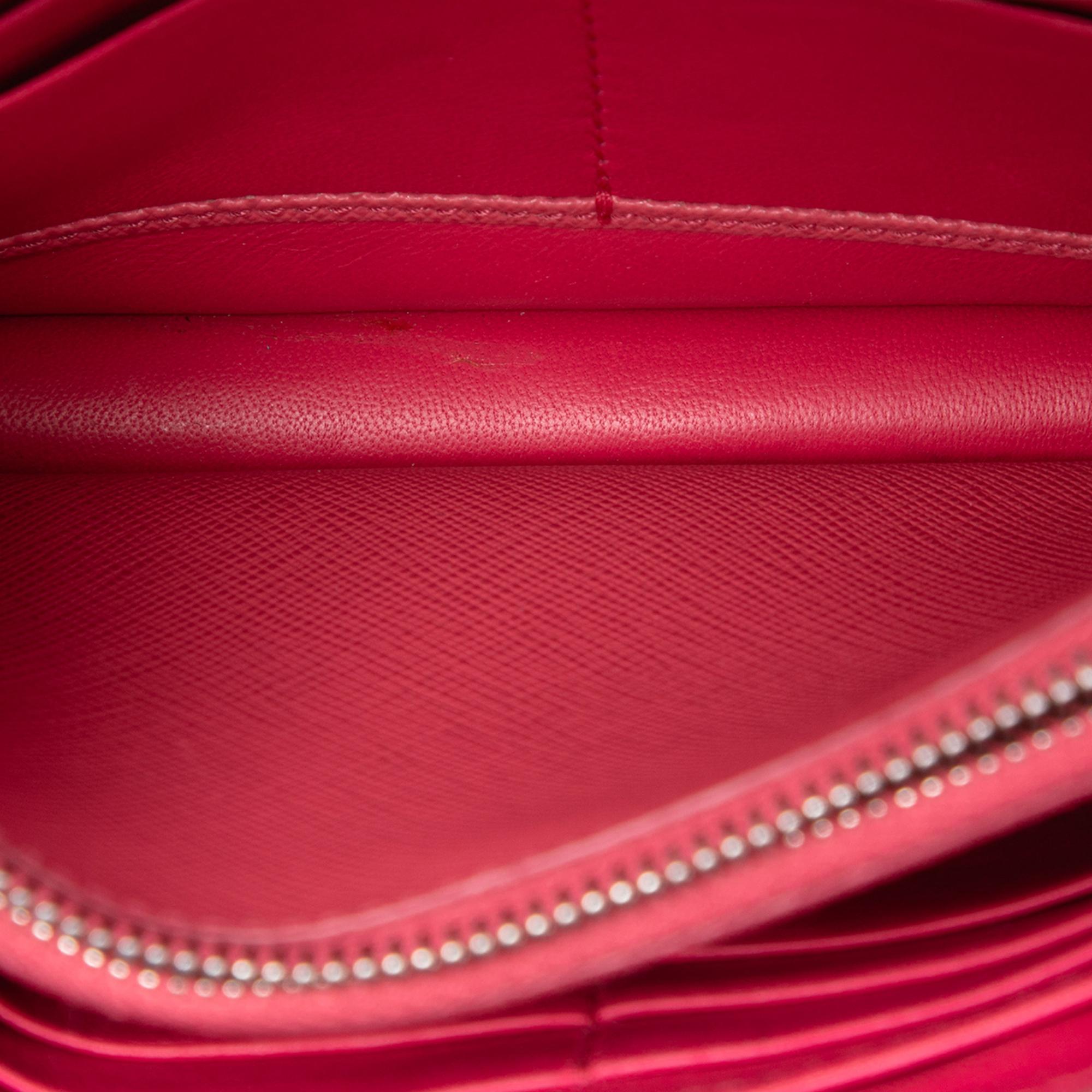 Prada Bicolor Saffiano Turn Lock Wallet on Strap