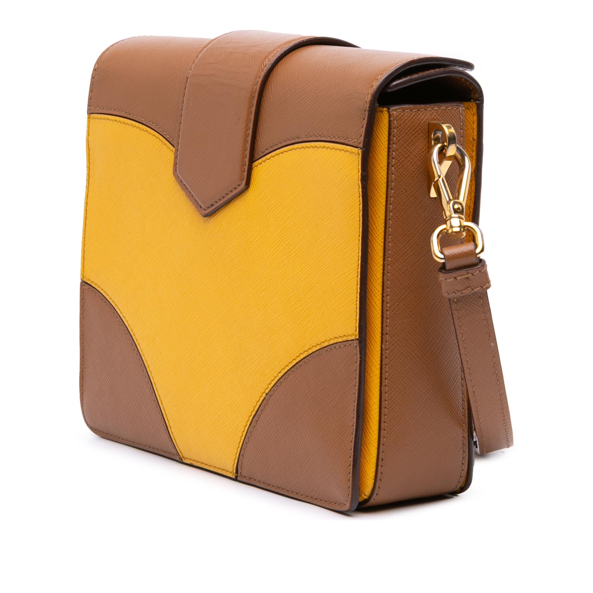 Prada Bicolor Saffiano Turnlock Crossbody