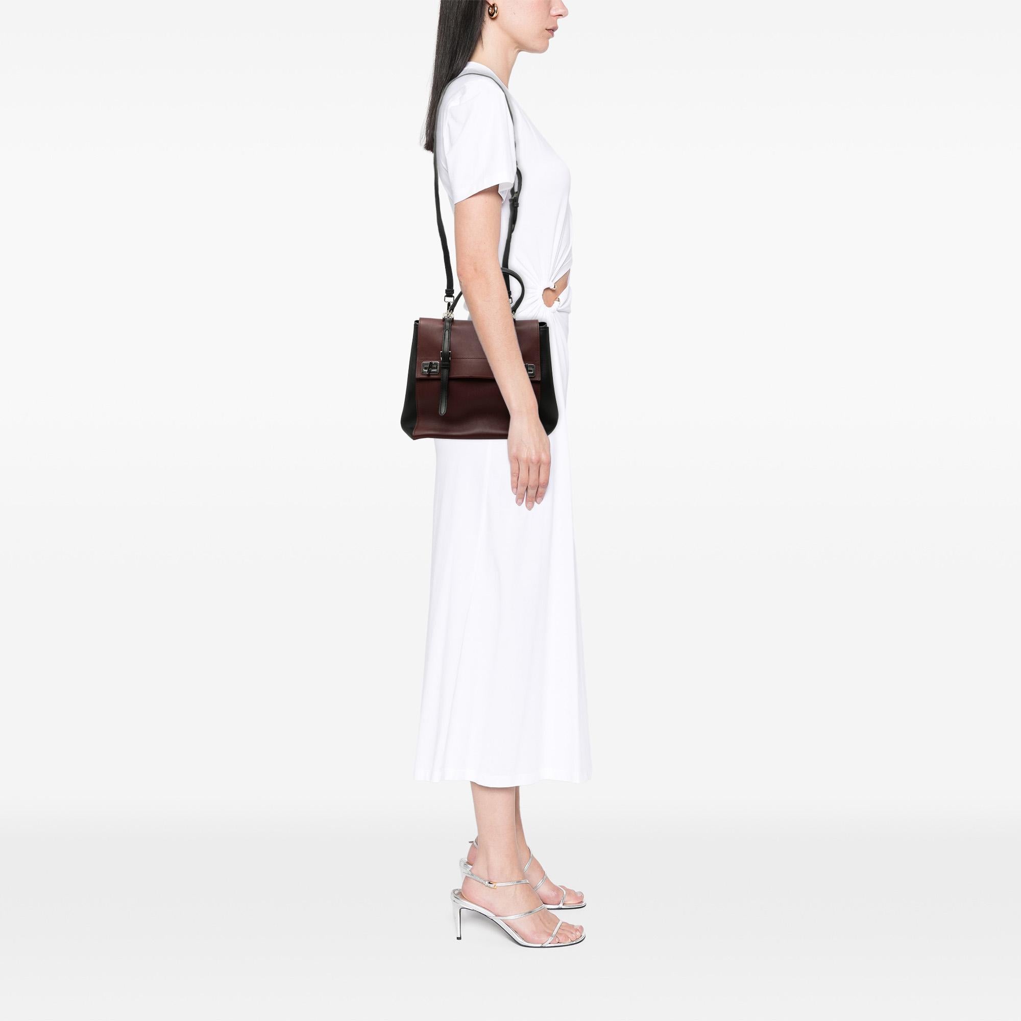 Prada Bicolor Soft Calf Double Turnlock Satchel