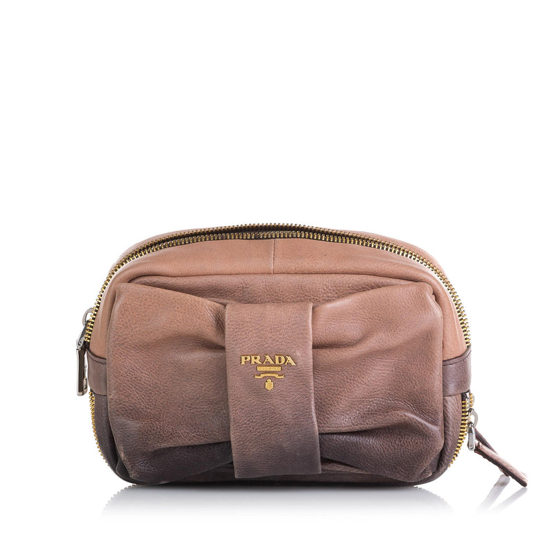 Prada Bow Leather Clutch SHG LZl6e5 LuxeDH