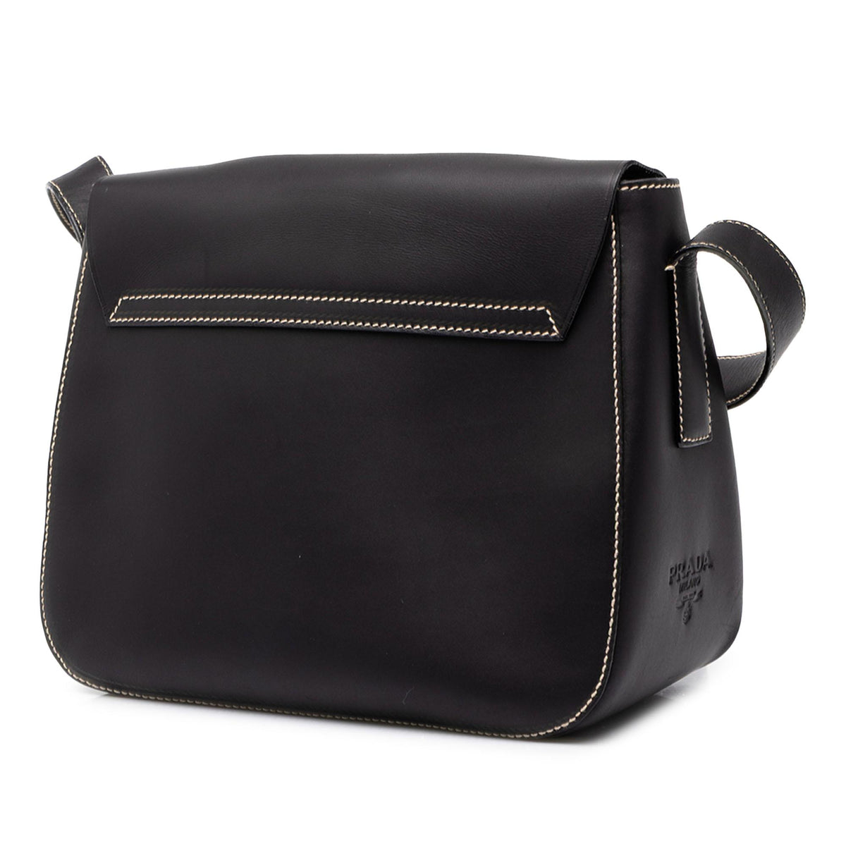 Prada Calfskin Buckle Messenger Bag