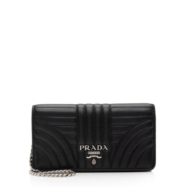 Prada White Quilted Wallet Chain Bag