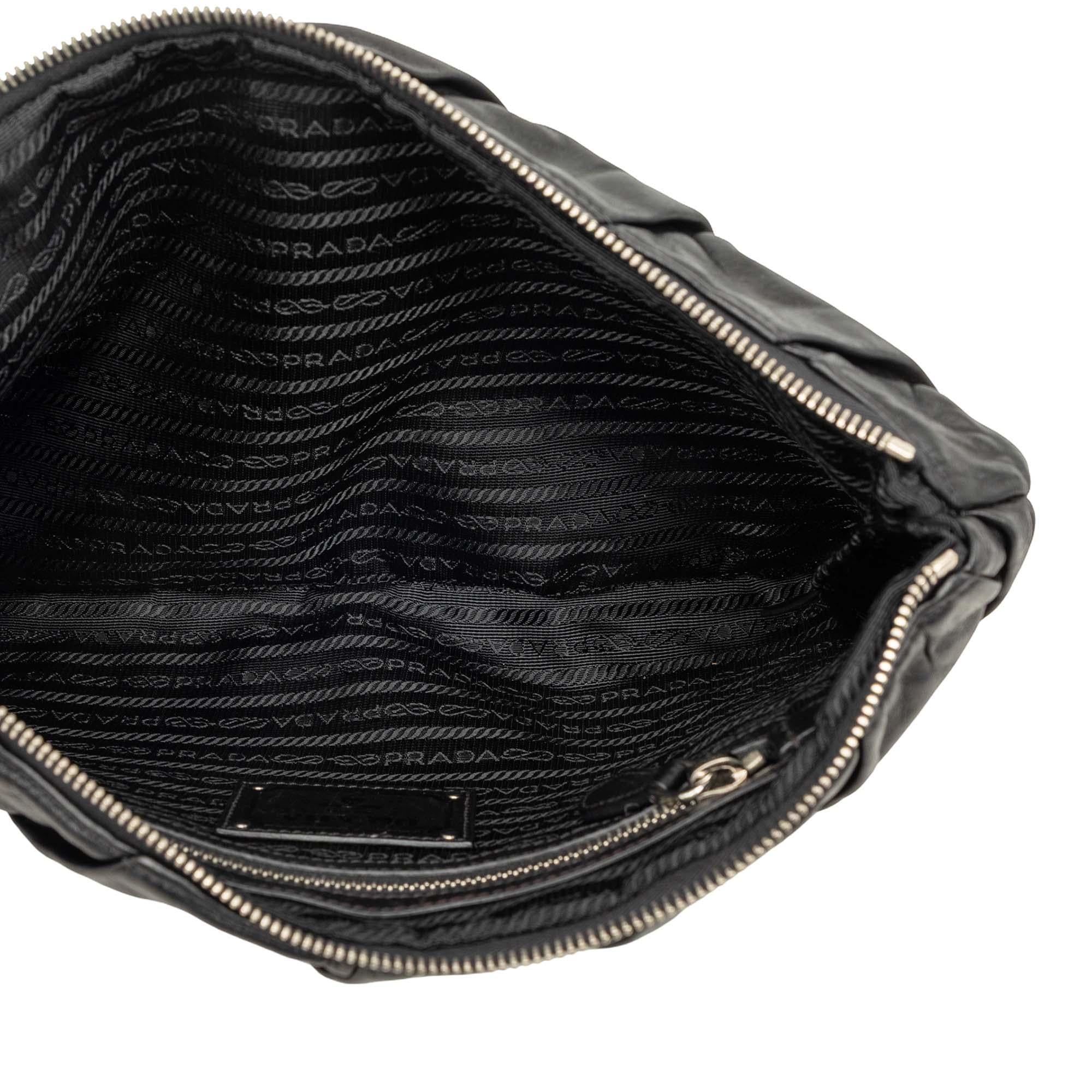 Prada Calfskin Diamond Pleated Clutch
