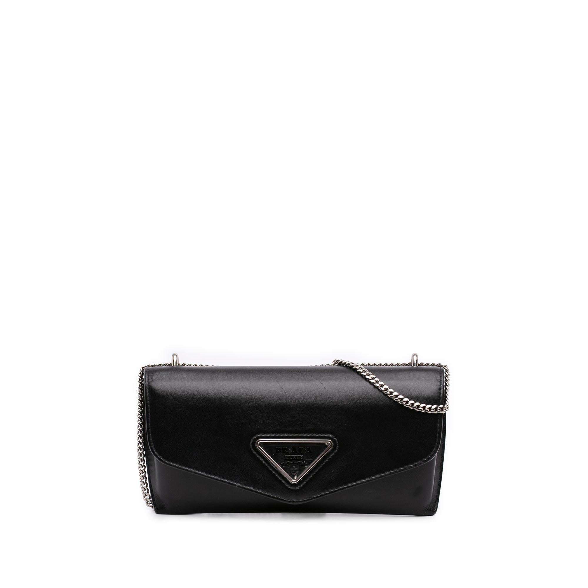 Prada Calfskin Envelope Clutch With Chain