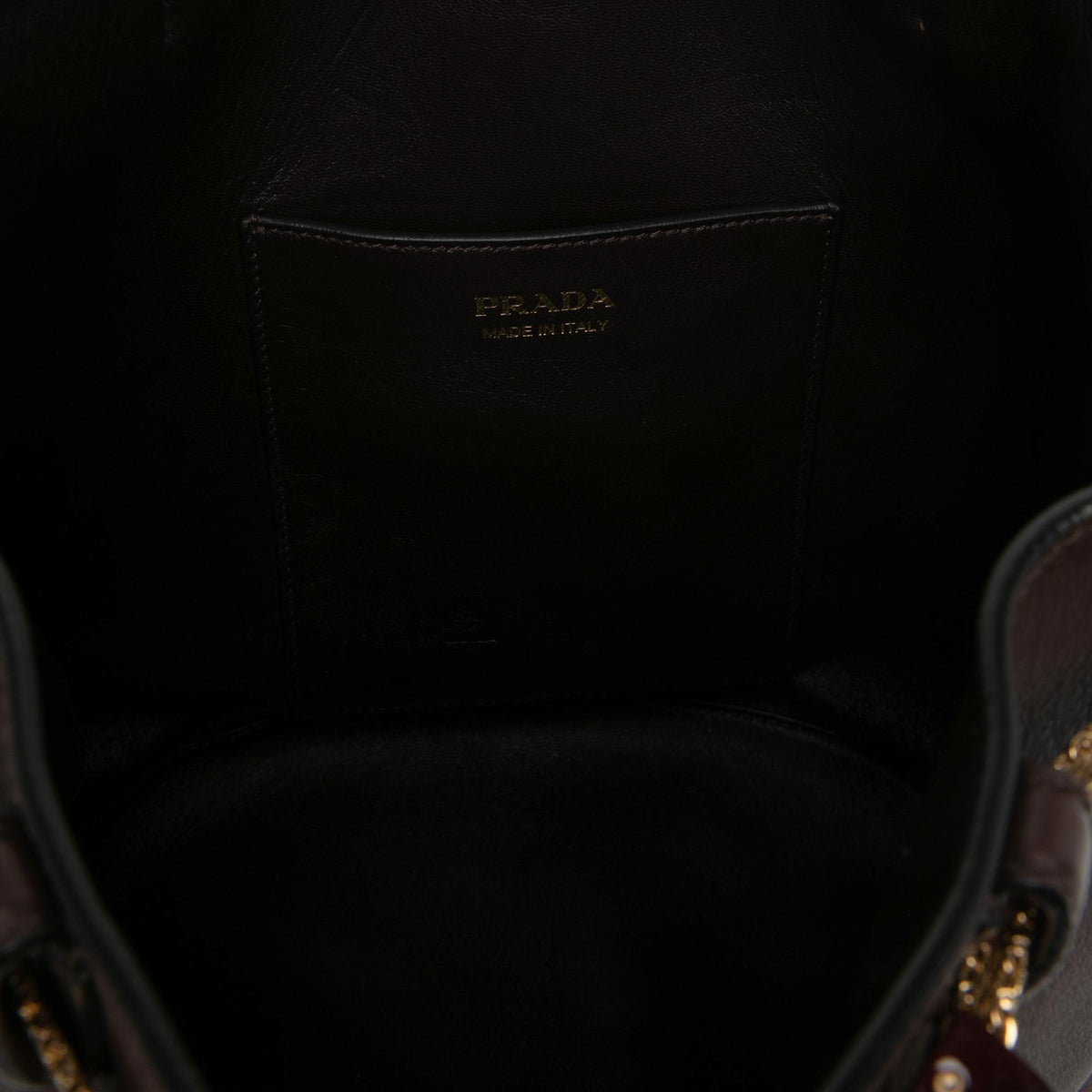 Prada Calfskin Jeweled Belted Bucket Bag