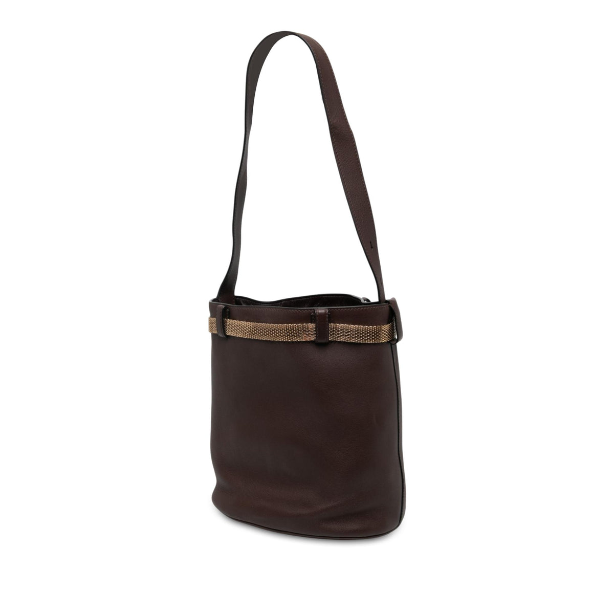 Prada Calfskin Jeweled Belted Bucket Bag