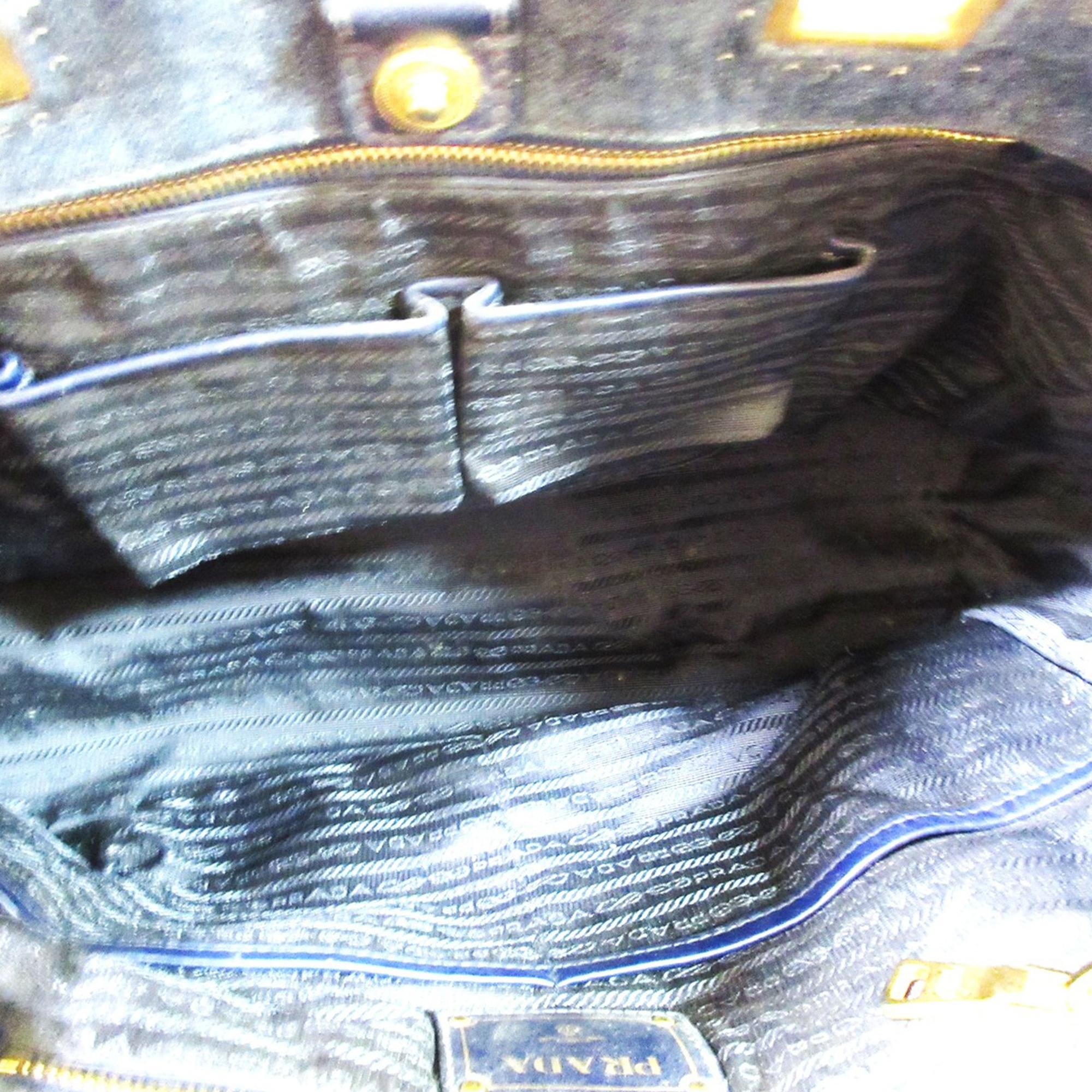 Prada Canapa Logo Denim Satchel (SHG-95fGVv)