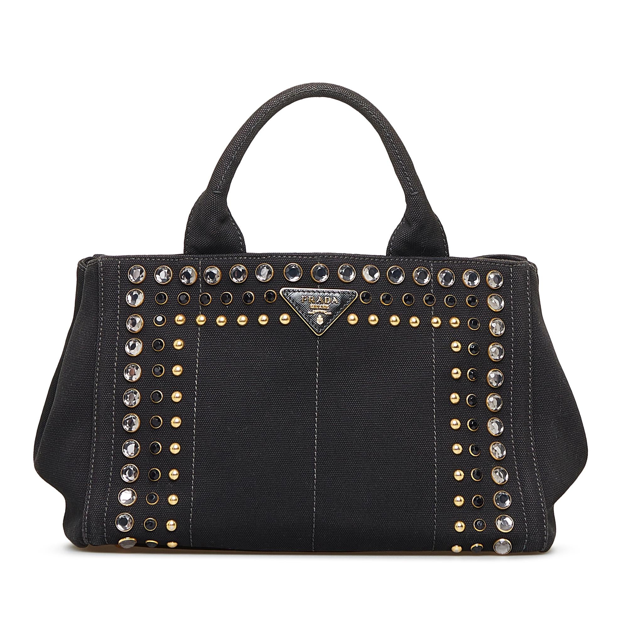 Prada Canapa Studded Satchel (SHG-qMj9jp)