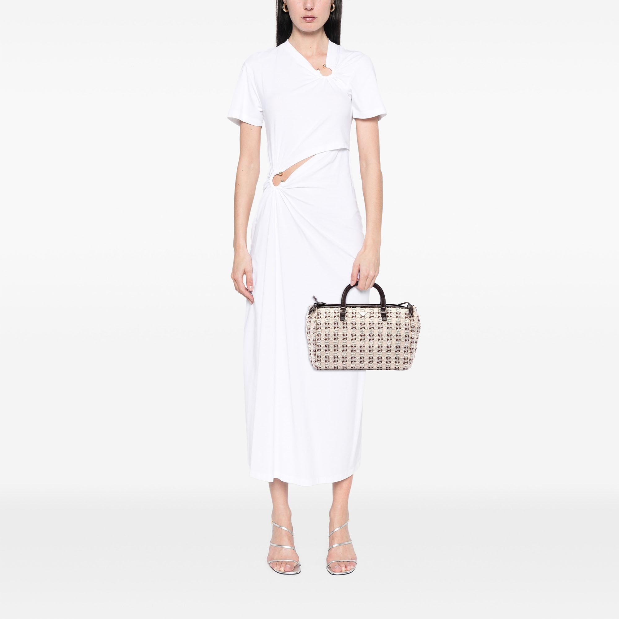Prada Canvas Bow Cloquet Handle Bag