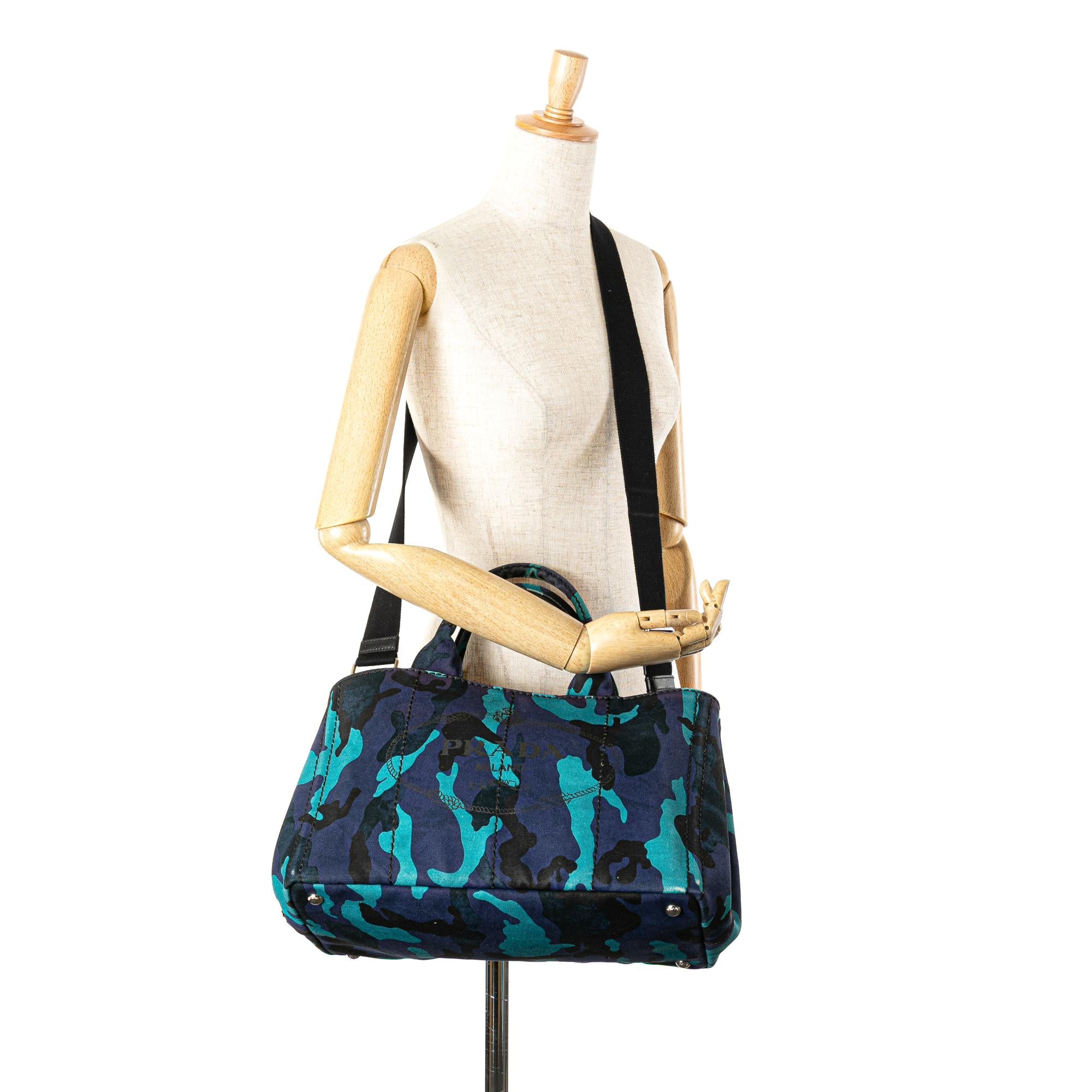 Prada Canvas Camouflage Canapa Logo Satchel