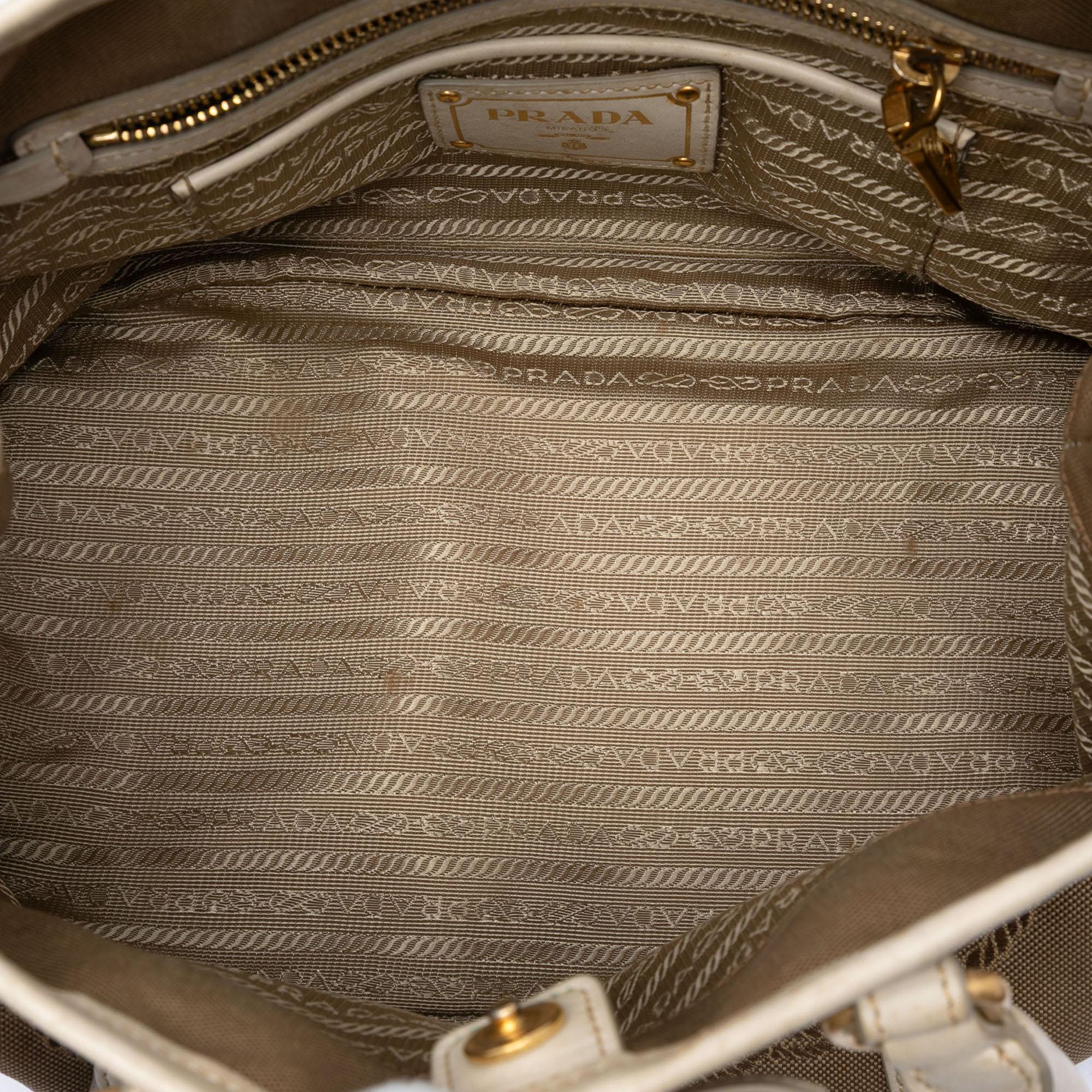 Prada Canvas Canapa Logo Bow Satchel