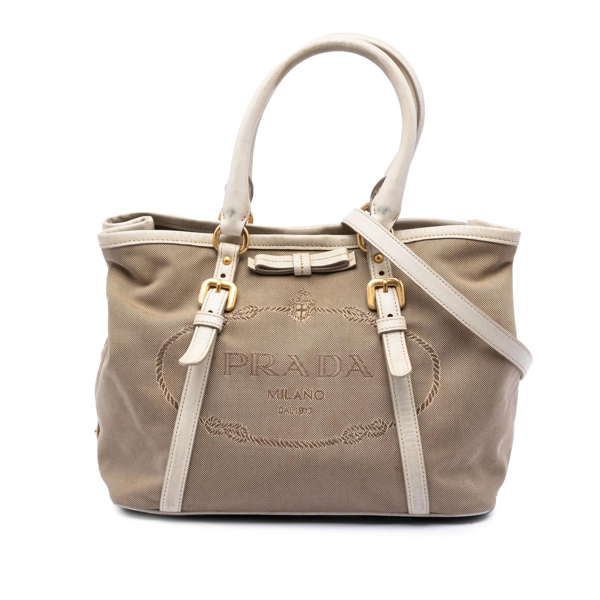 Prada Canvas Canapa Logo Bow Satchel