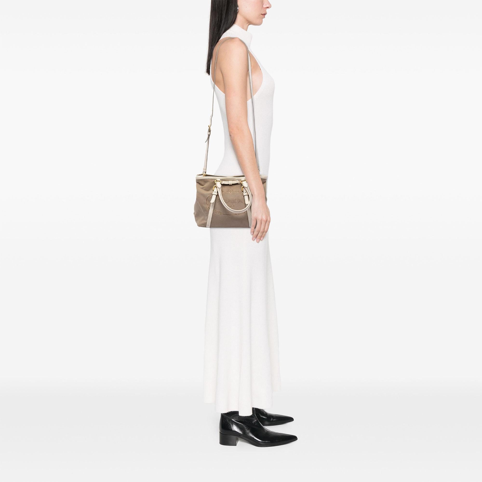 Prada Canvas Canapa Logo Bow Satchel