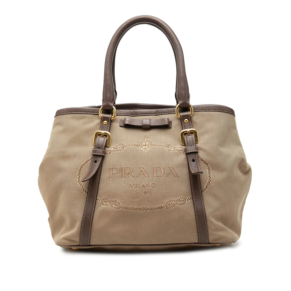 Prada Canvas Canapa Logo Bow Satchel