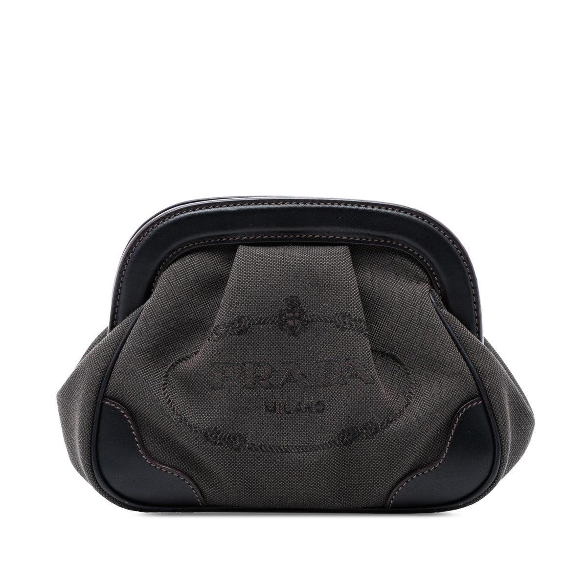 Prada Canvas Canapa Logo Frame Pouch