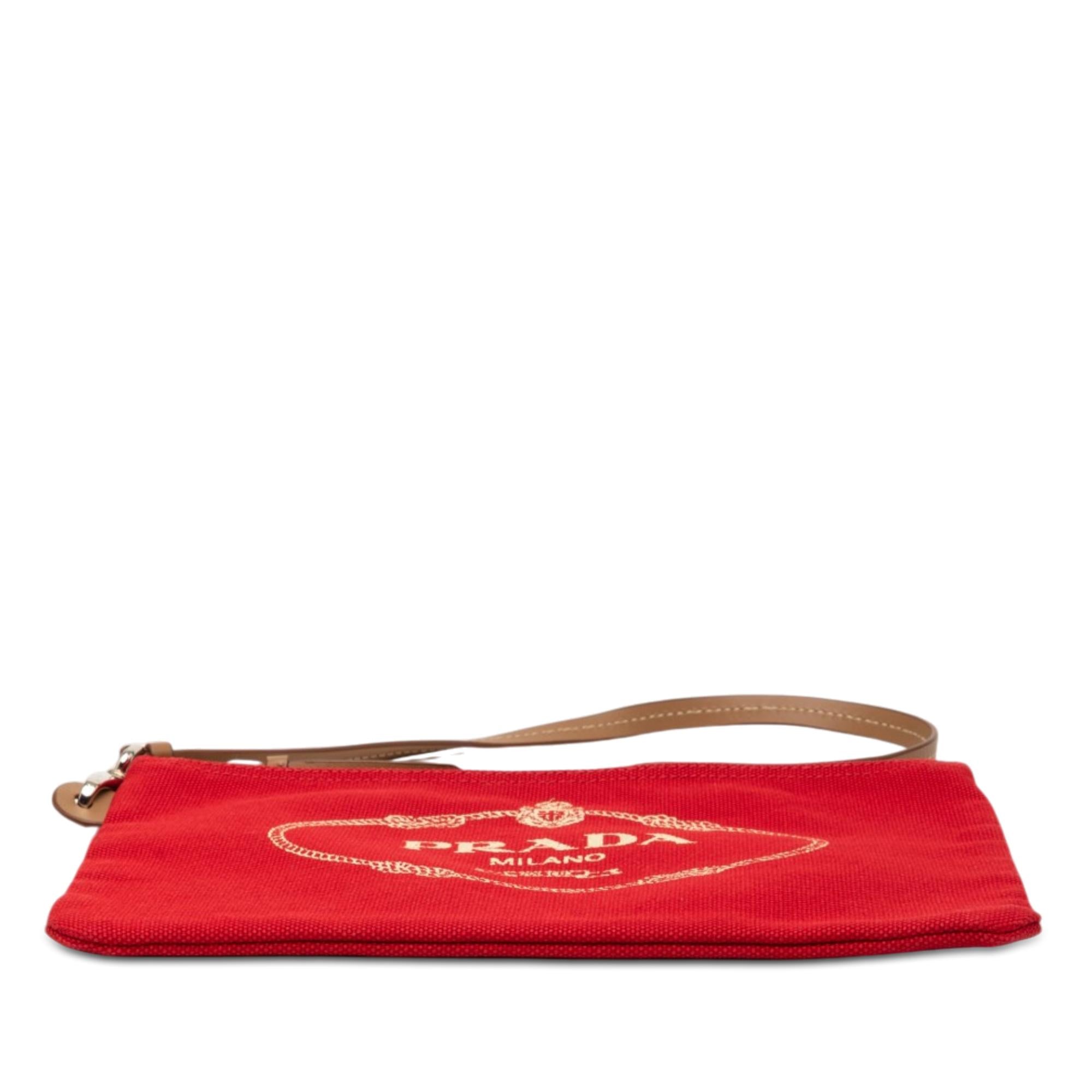 Prada Canvas Canapa Logo Wristlet Pouch