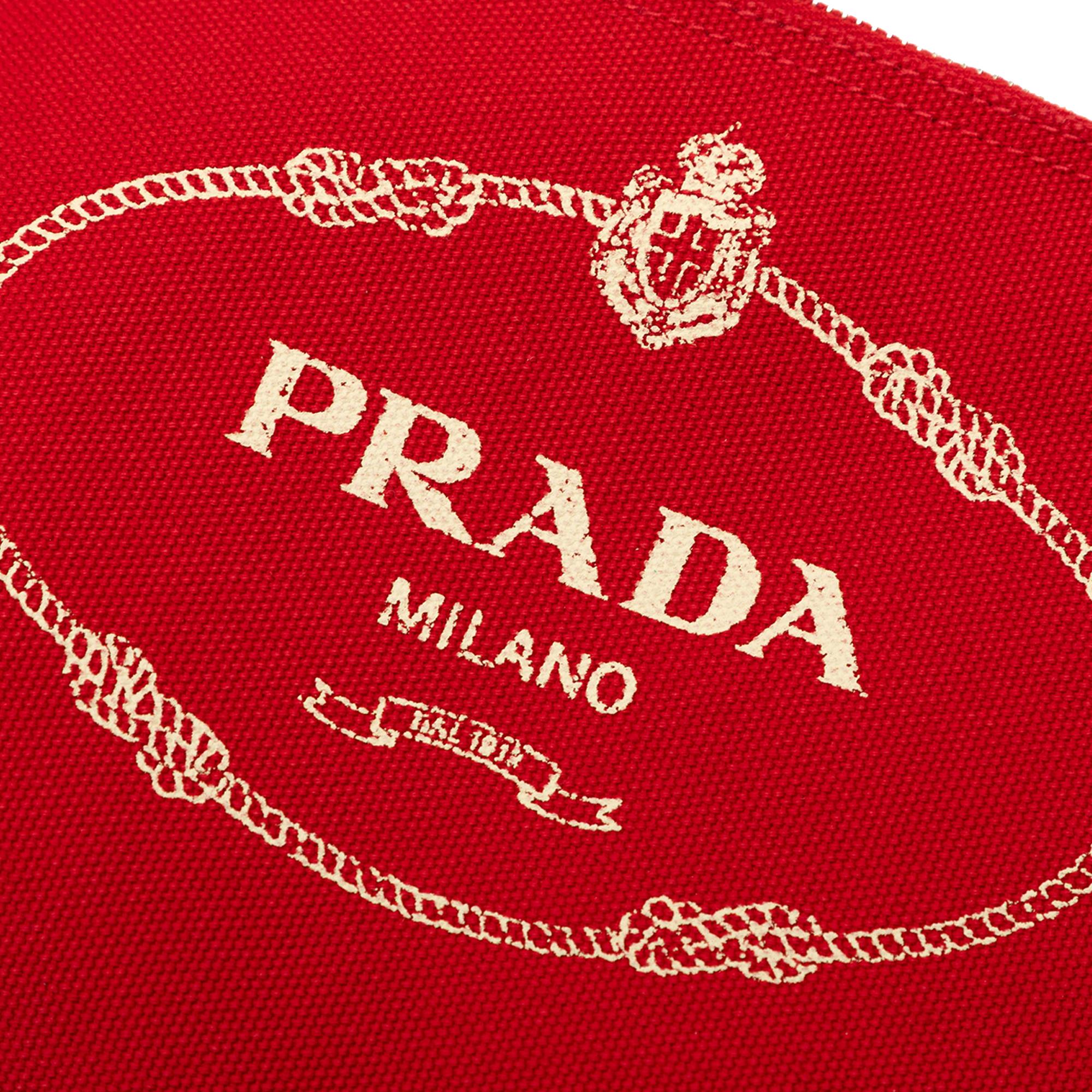 Prada Canvas Canapa Logo Wristlet Pouch