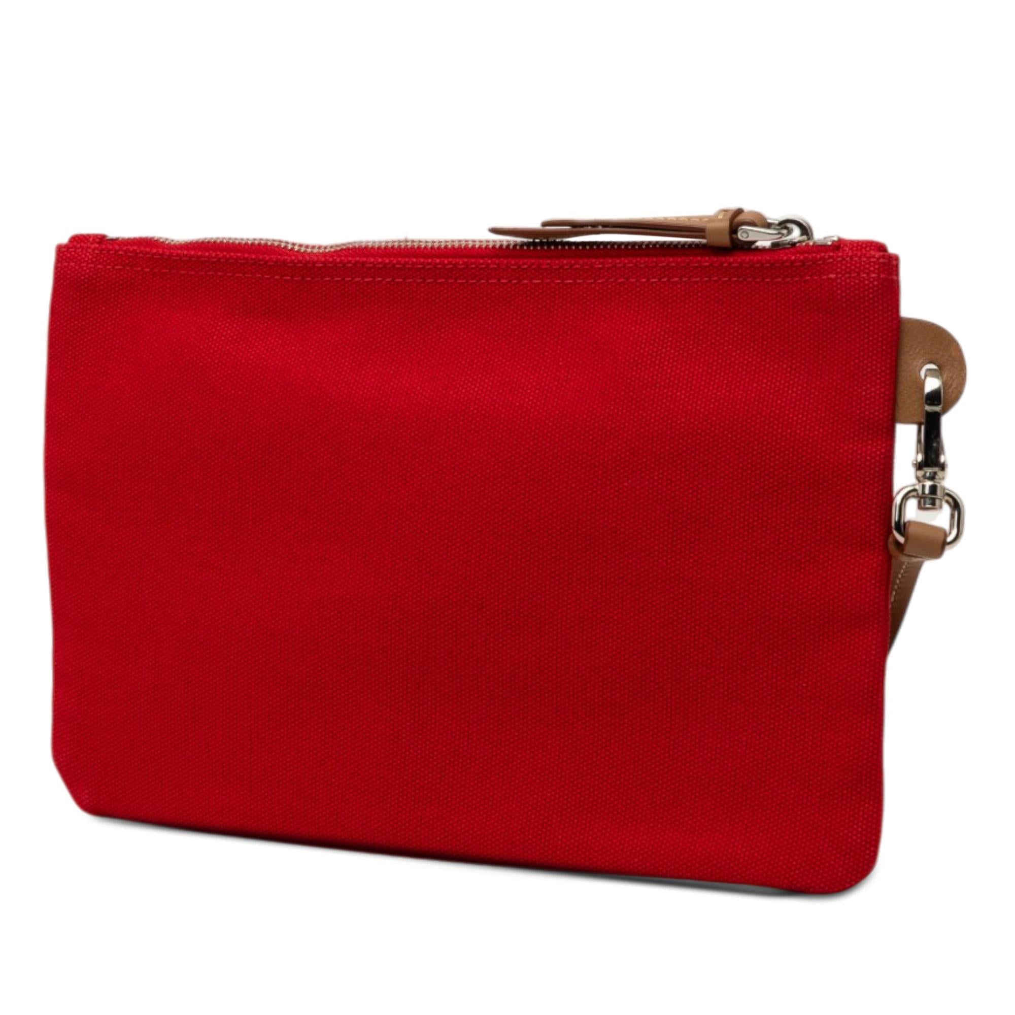 Prada Canvas Canapa Logo Wristlet Pouch