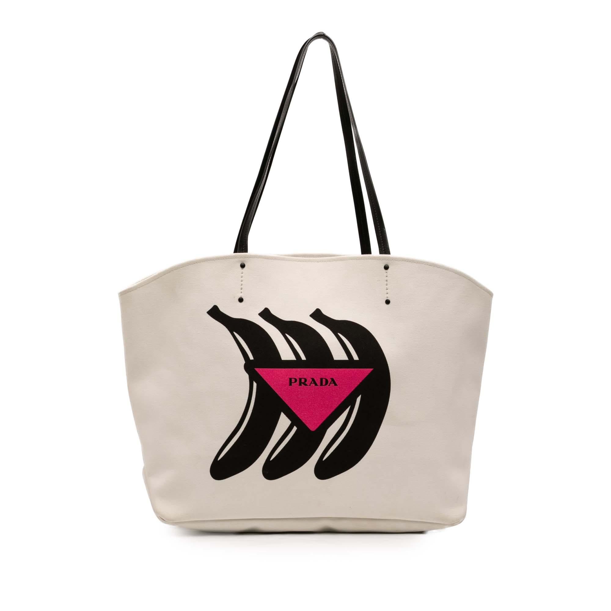 Prada Canvas Canapa Printed Banana Tote