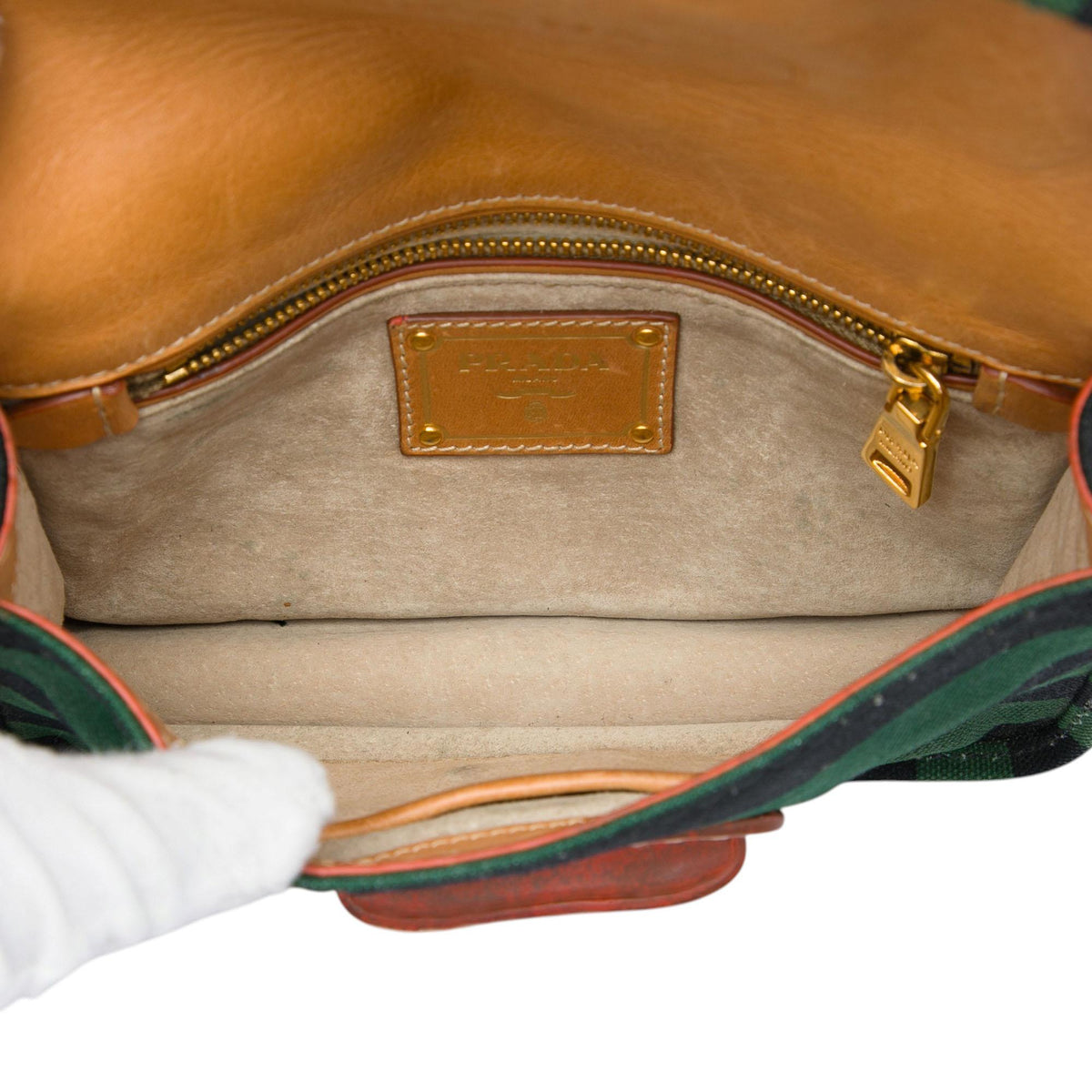 Prada Canvas Canapa Righe Striped Crossbody