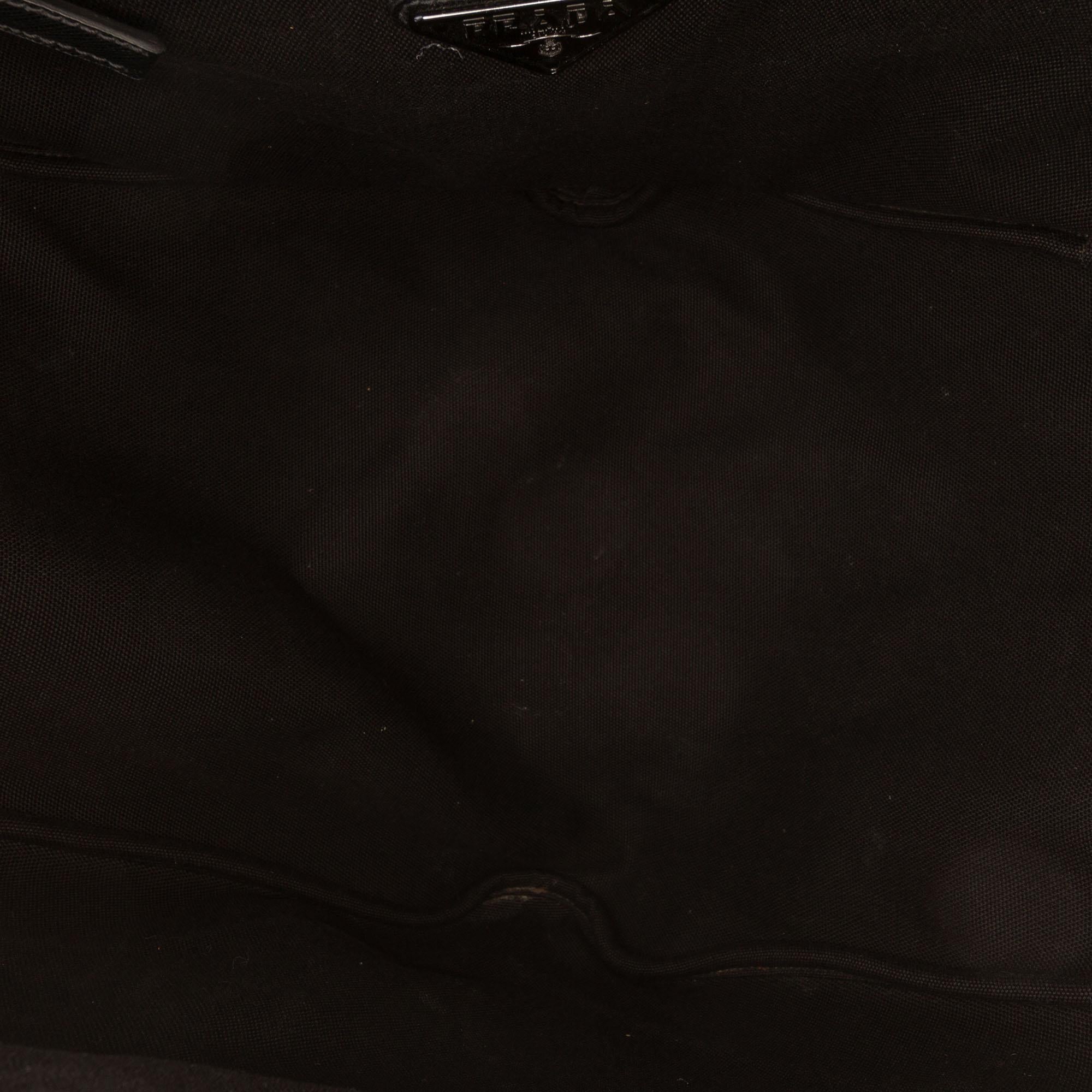 Prada Canvas Canapa Triangle Logo Shoulder Bag