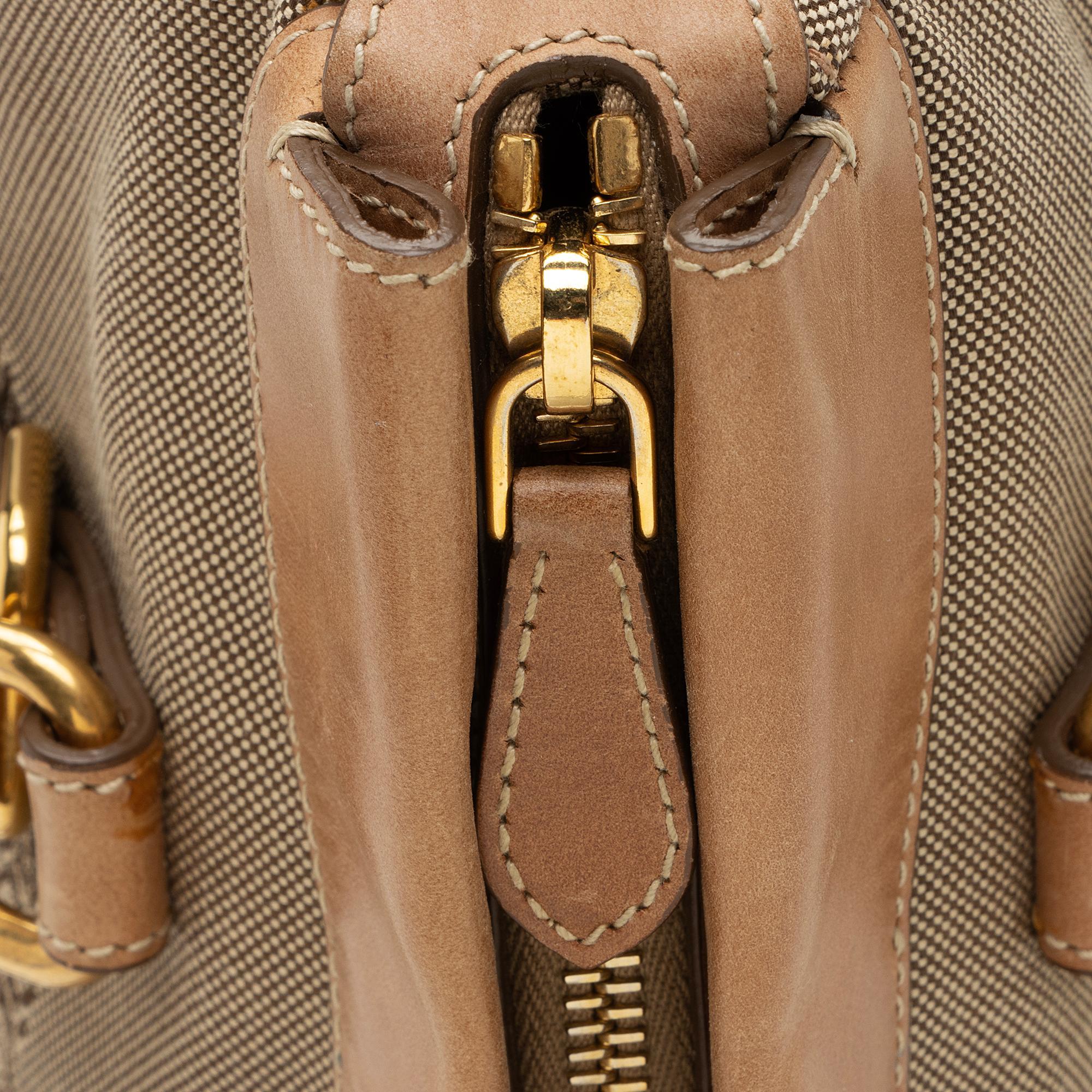 Prada Canvas Logo Satchel (SHF-pgvjOz)