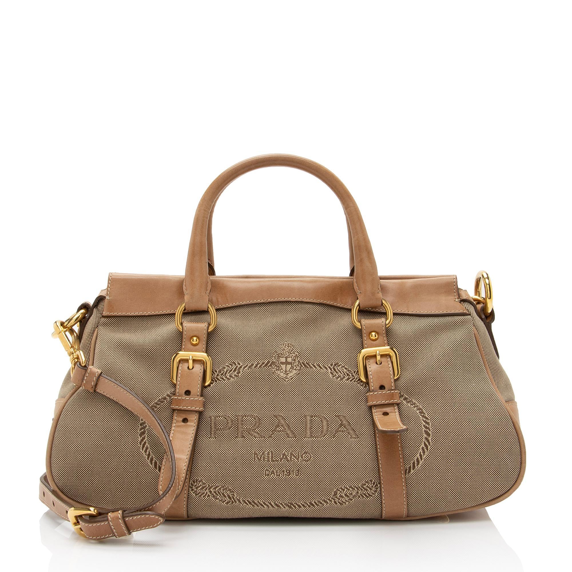 Prada Canvas Logo Satchel (SHF-pgvjOz)