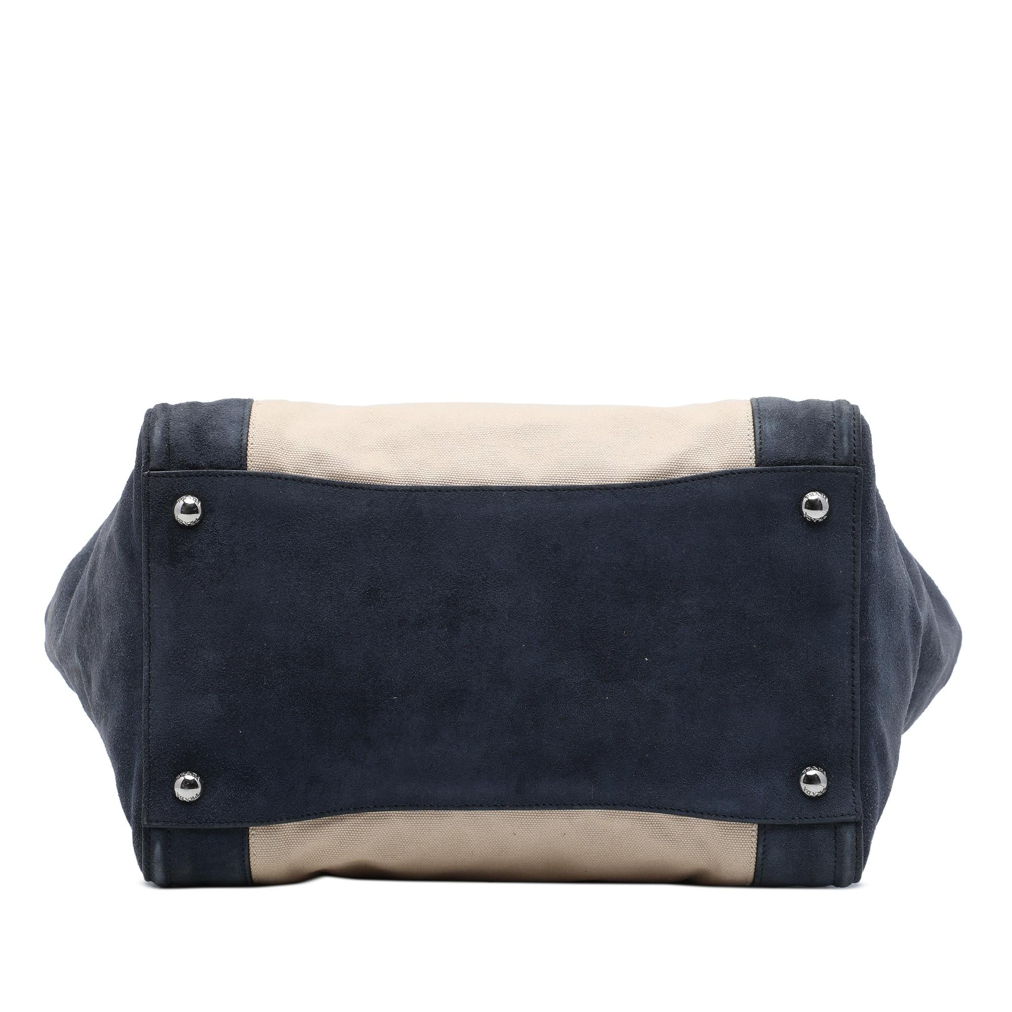 Prada Canvas and Suede Twin Pocket Double Handle Satchel