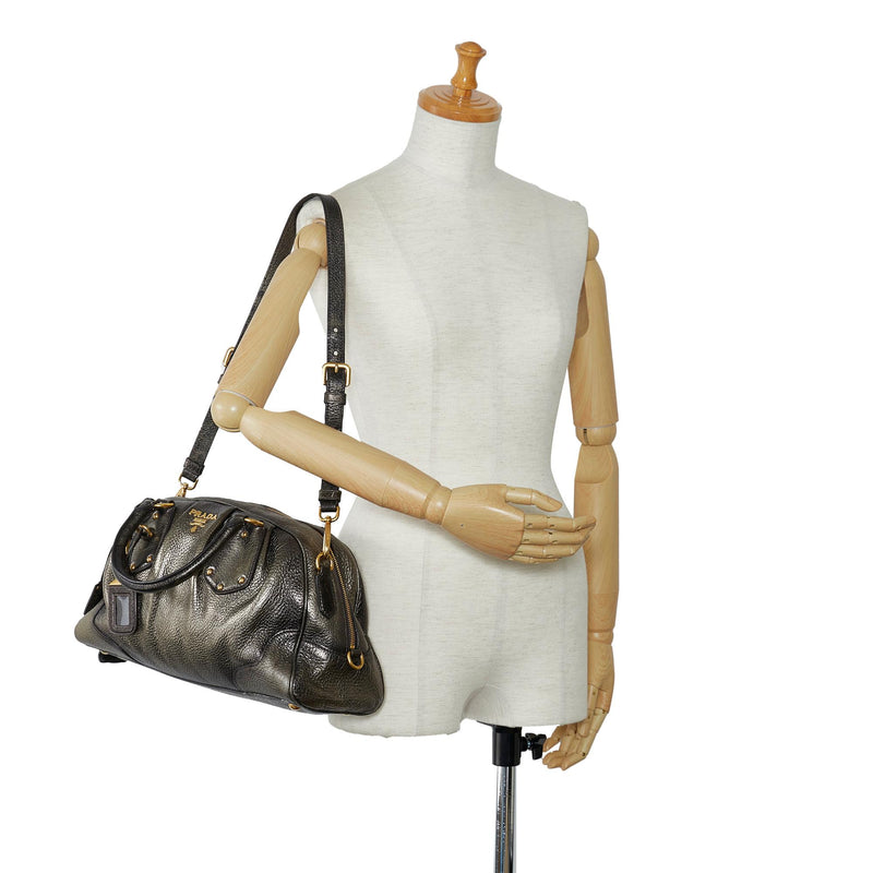 Prada Convertible Bowling Bag Cervo Antik Leather Medium