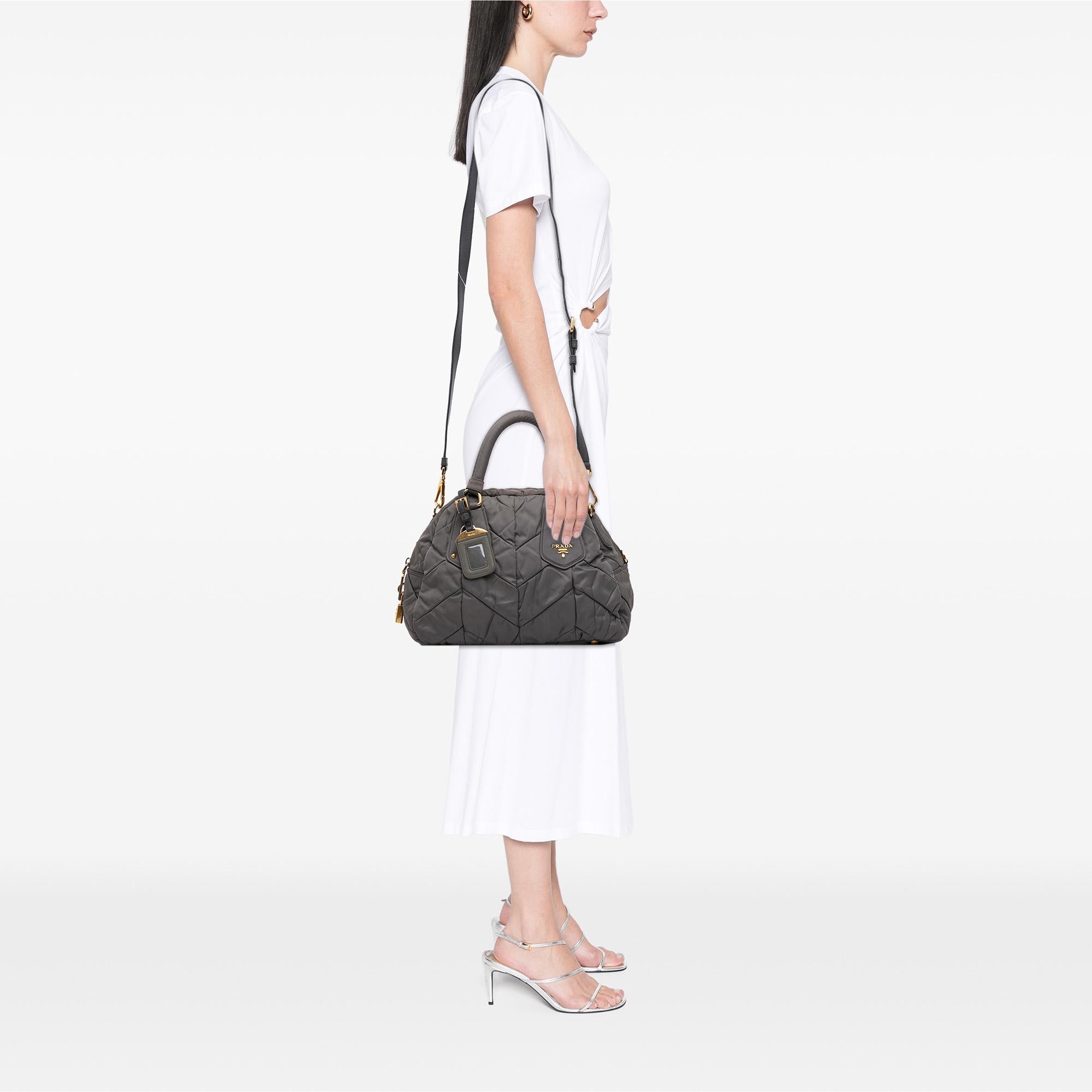 Prada Chevron Quilted Tessuto Dome Satchel