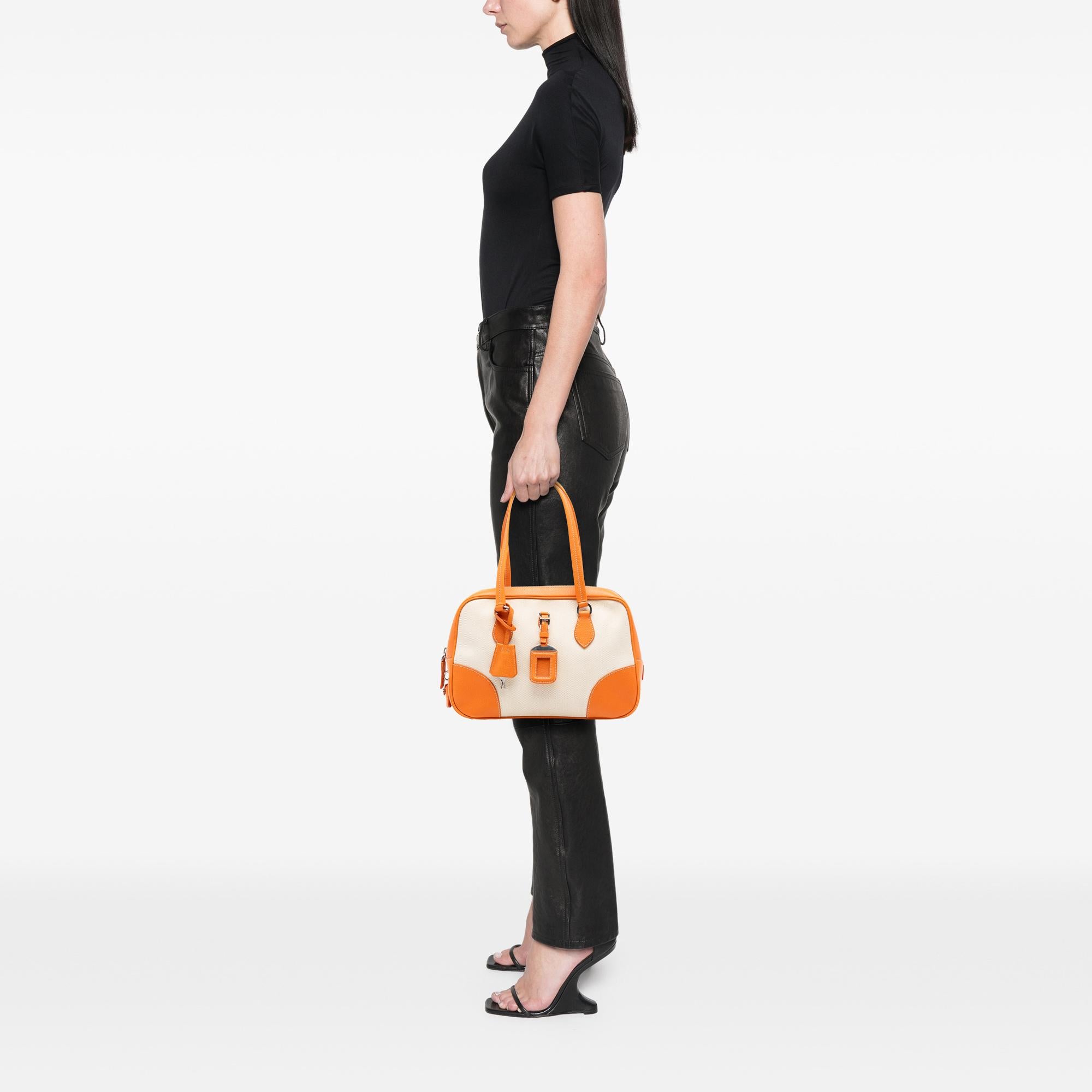 Prada Cinghiale Trimmed Canapa Handbag