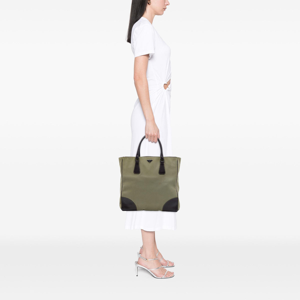 Prada Cinghiale Trimmed Canvas Canapa Tote