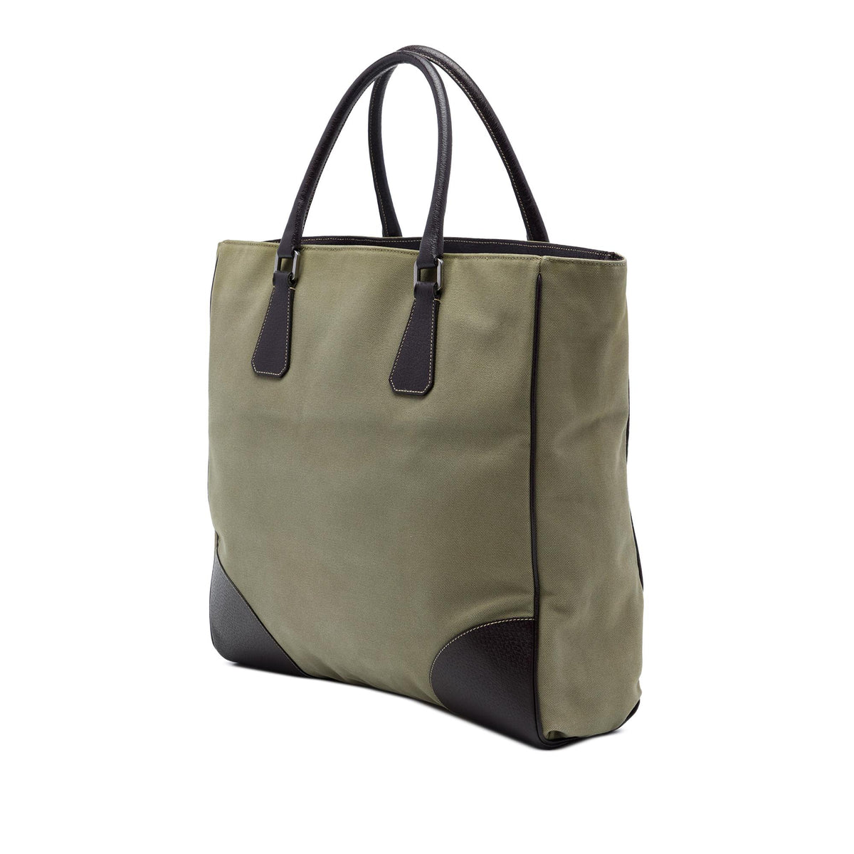 Prada Cinghiale Trimmed Canvas Canapa Tote