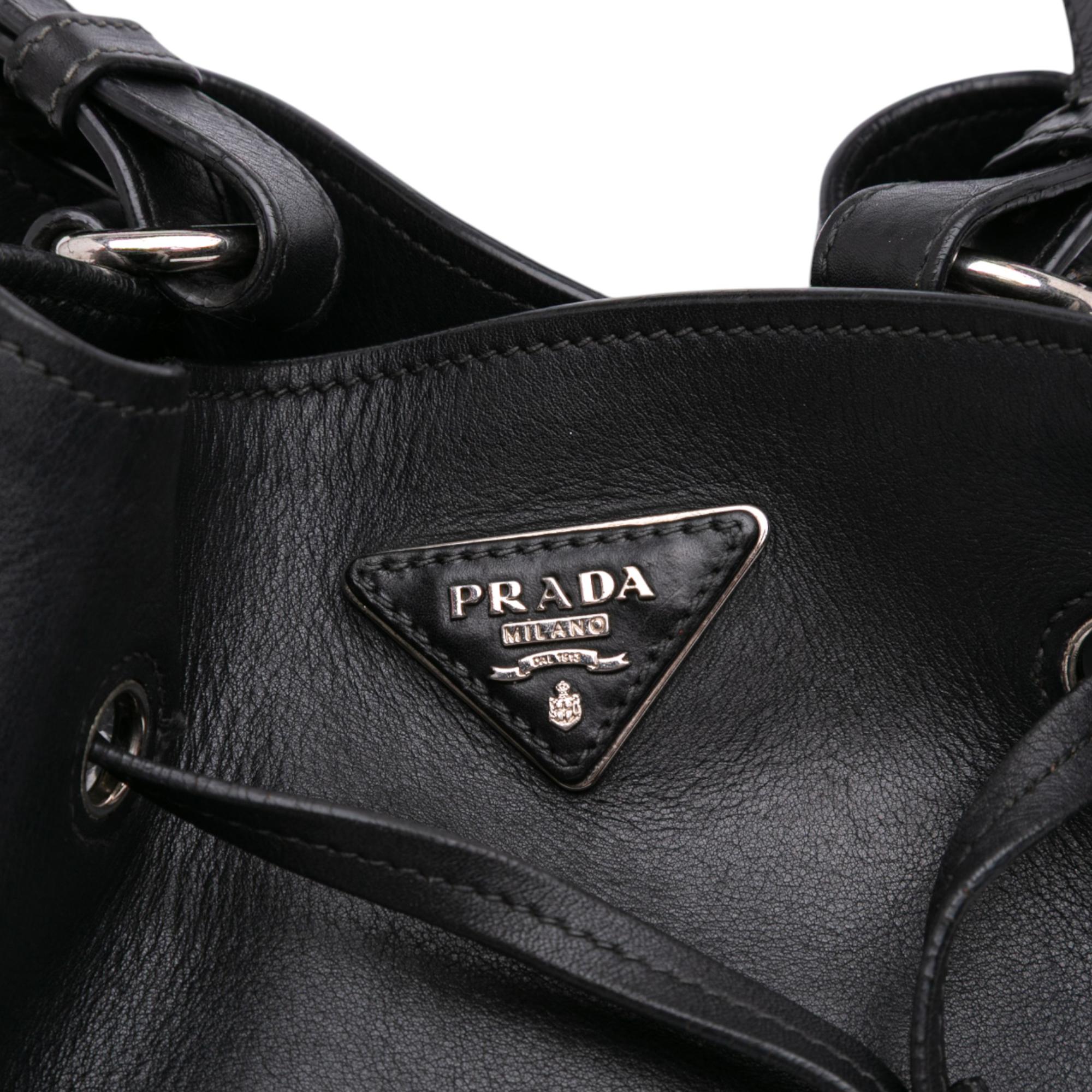 Prada City Calf Drawstring Bucket Bag
