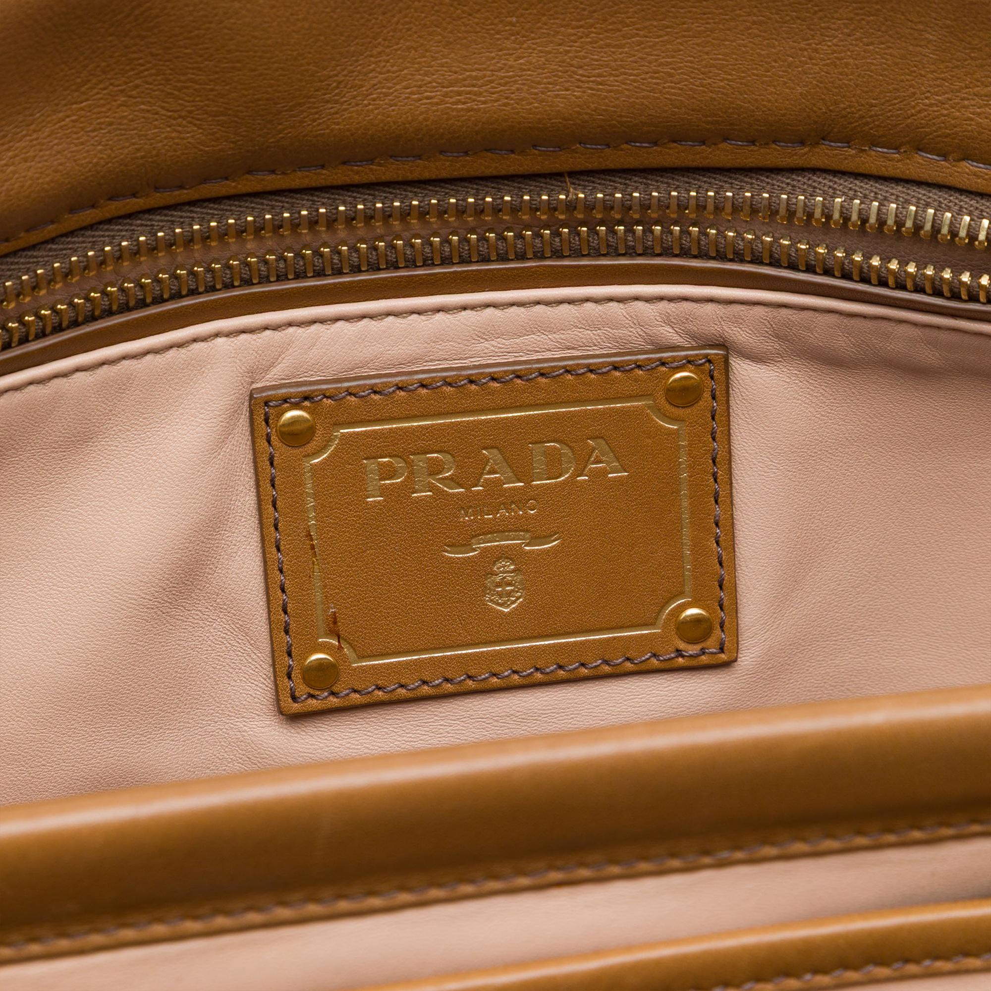 Prada City Calf Frame Top Handle Tote