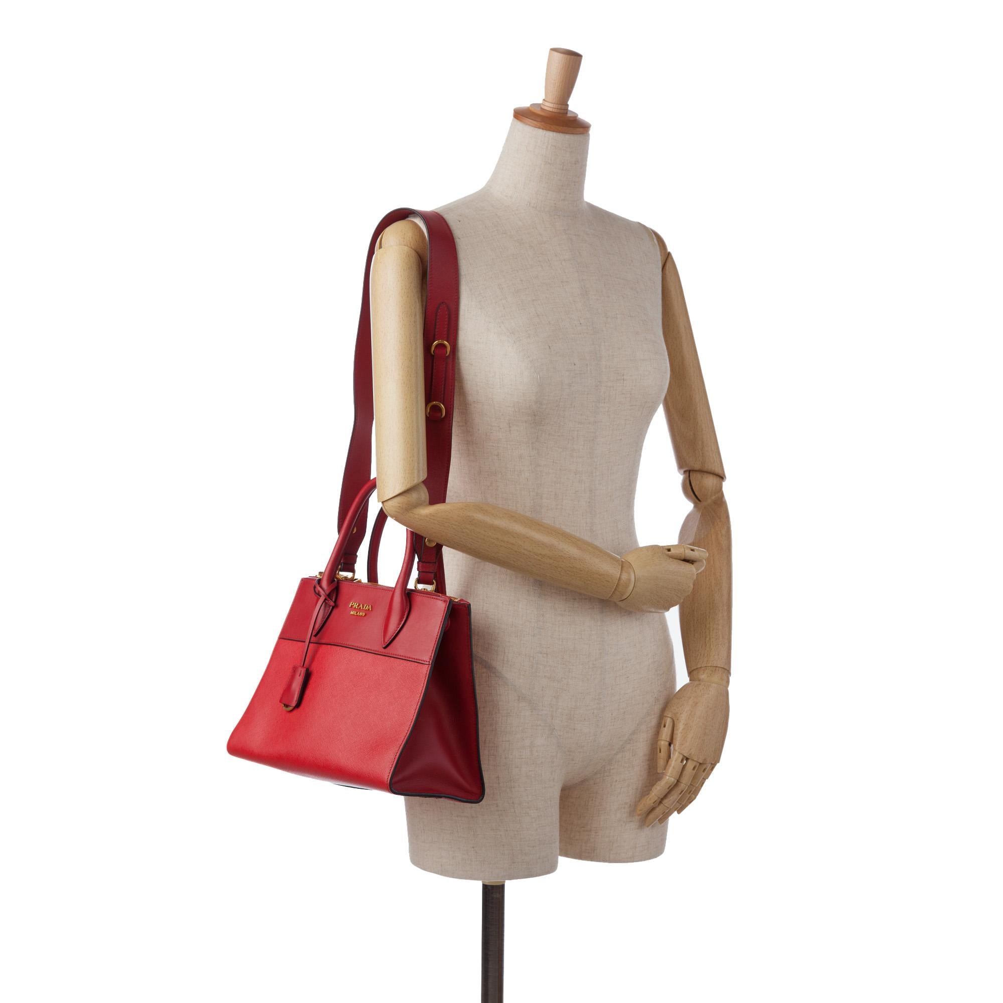 Prada City Calf Greca Saffiano Paradigme Satchel (SHG-g4US7N)