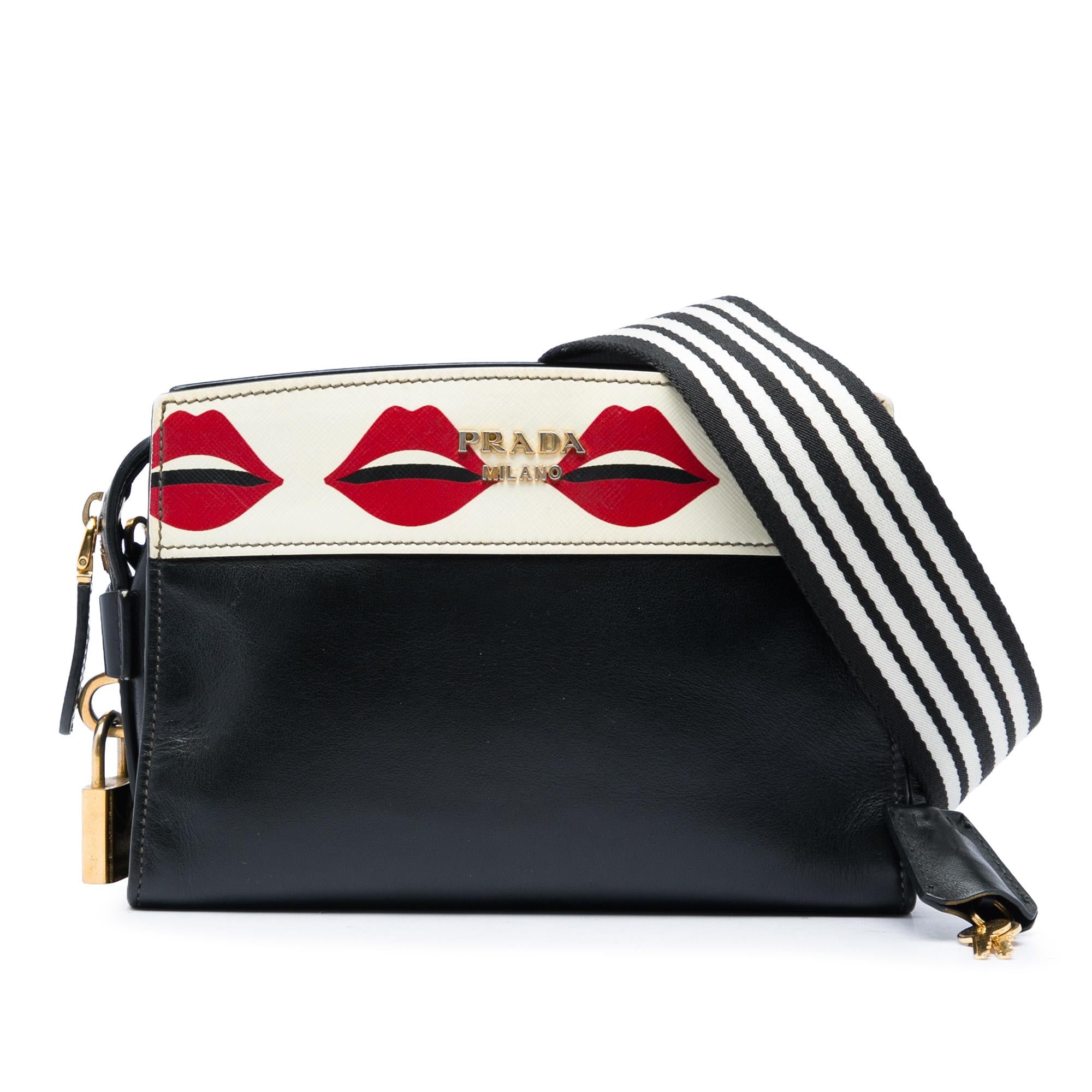 Prada City Calf and Saffiano Lip Print Esplanade Crossbody