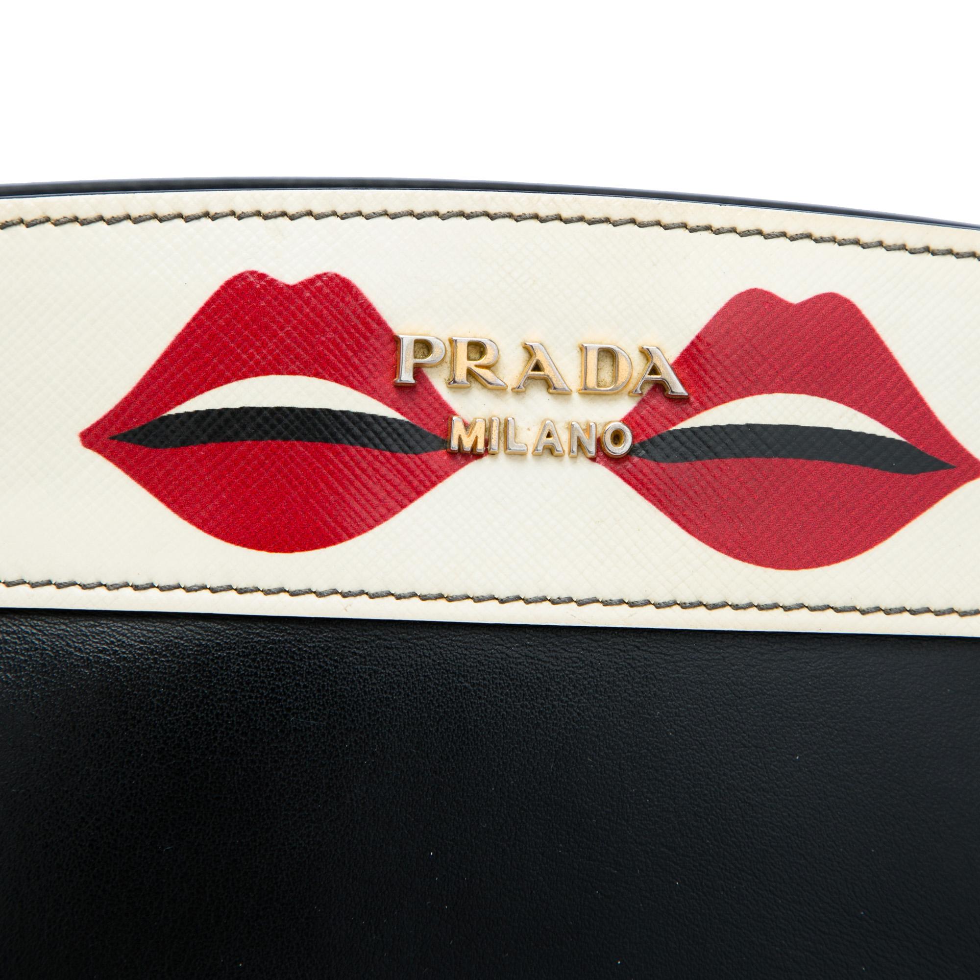Prada City Calf and Saffiano Lip Print Esplanade Crossbody