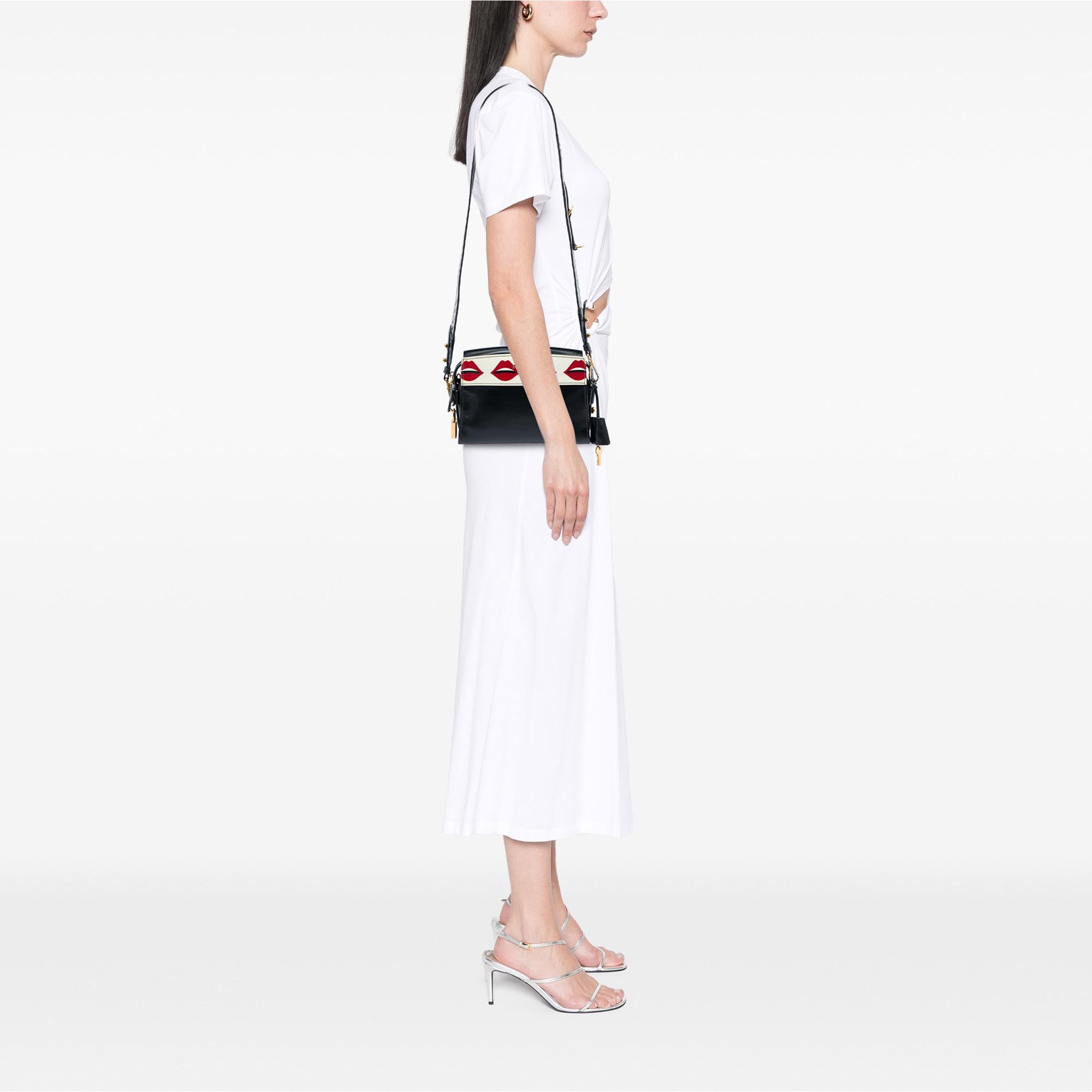 Prada City Calf and Saffiano Lip Print Esplanade Crossbody