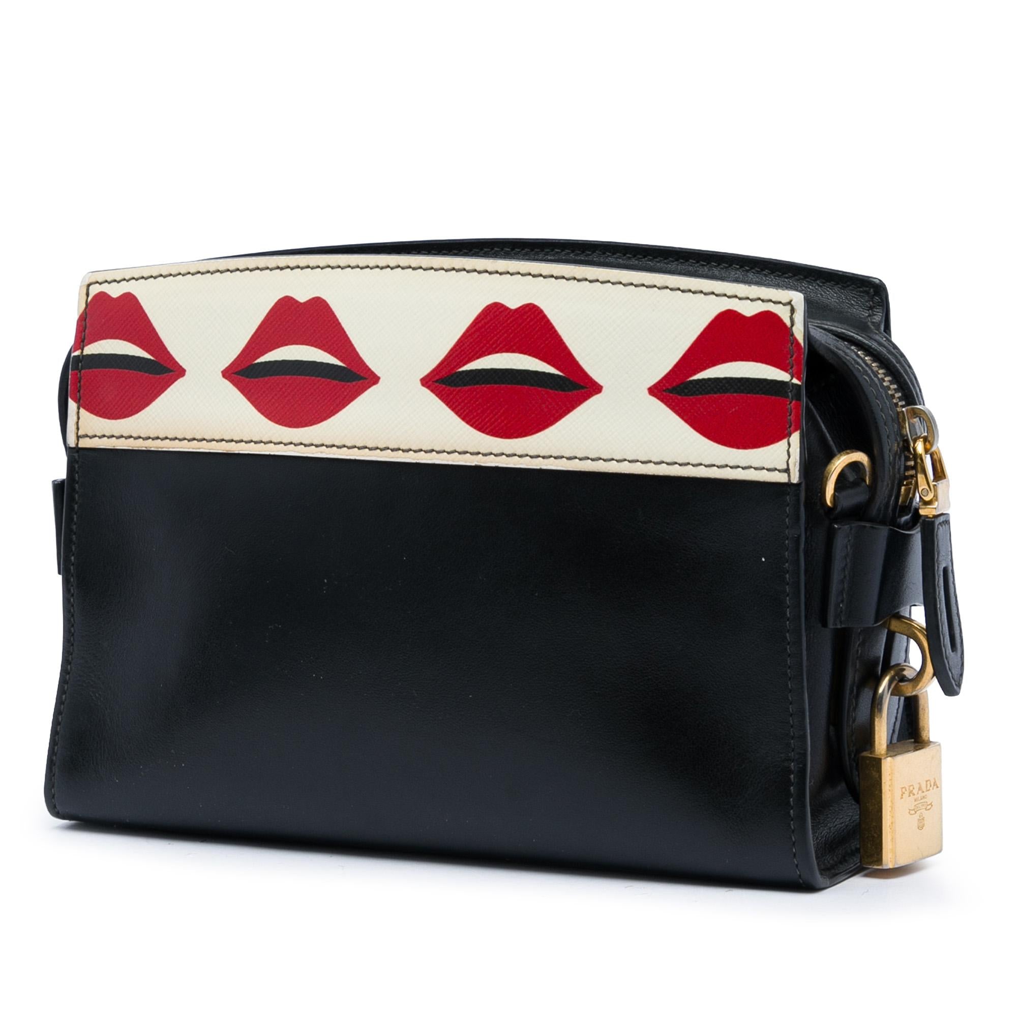 Prada City Calf and Saffiano Lip Print Esplanade Crossbody