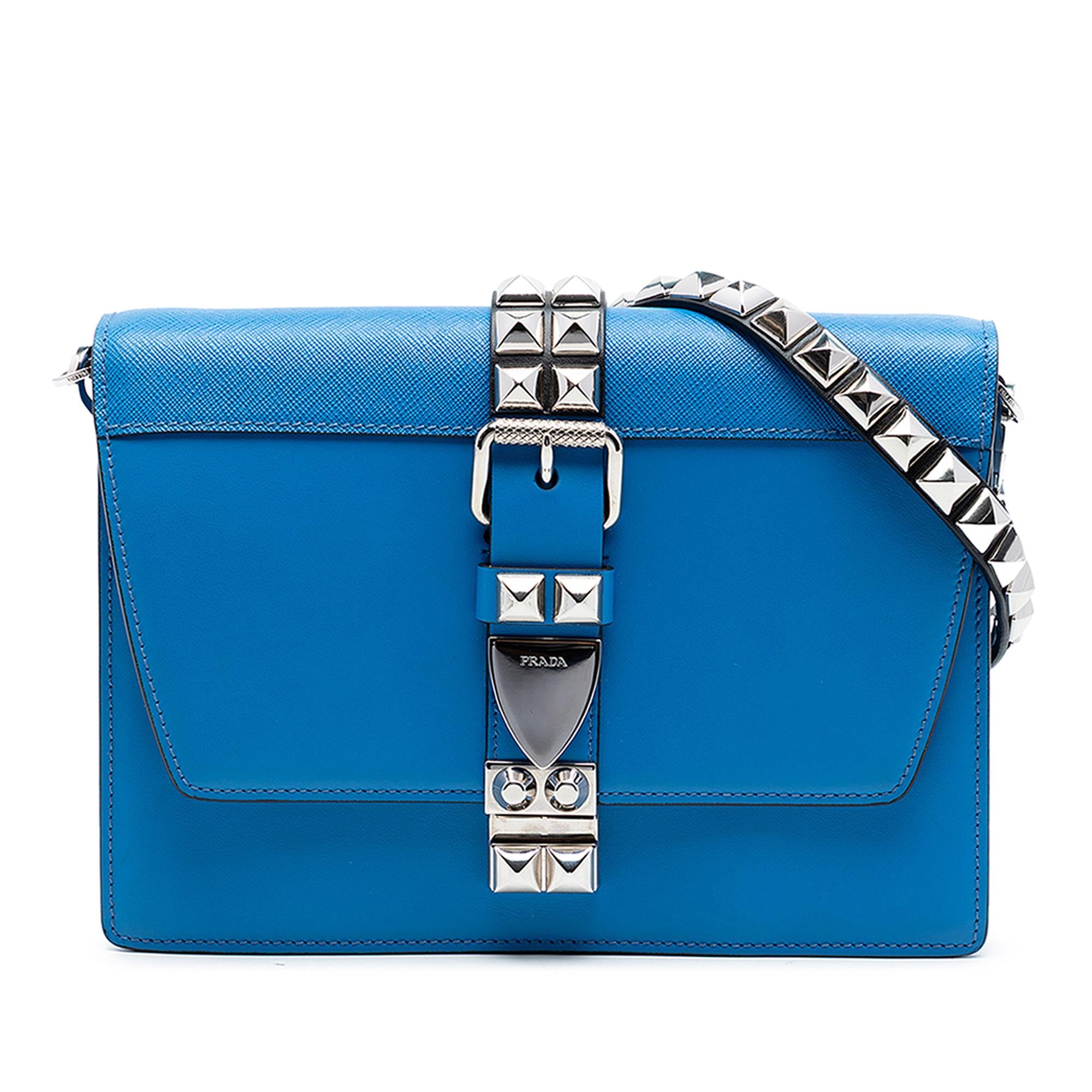 Prada City Calf and Saffiano Studded Elektra Crossbody