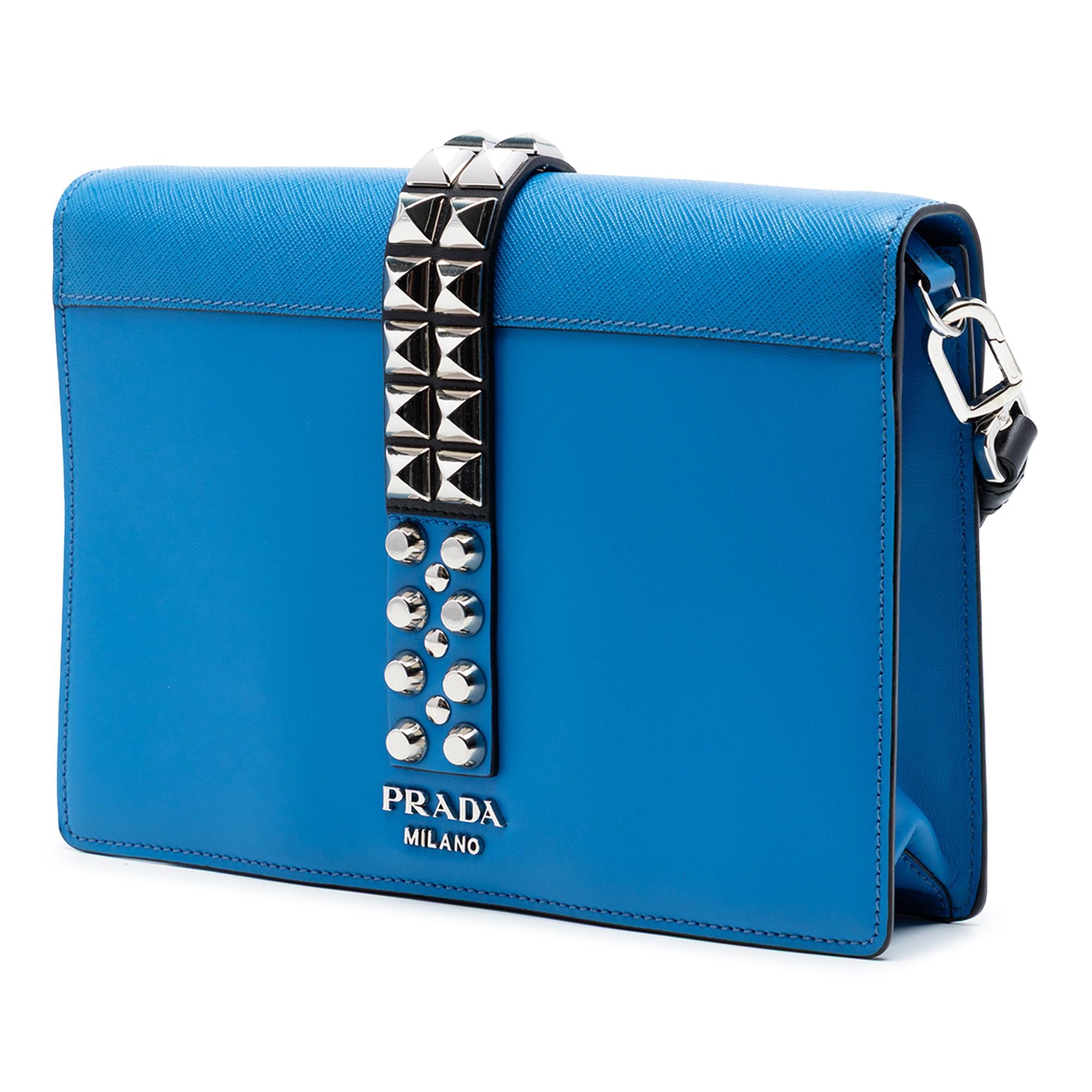 Prada City Calf and Saffiano Studded Elektra Crossbody