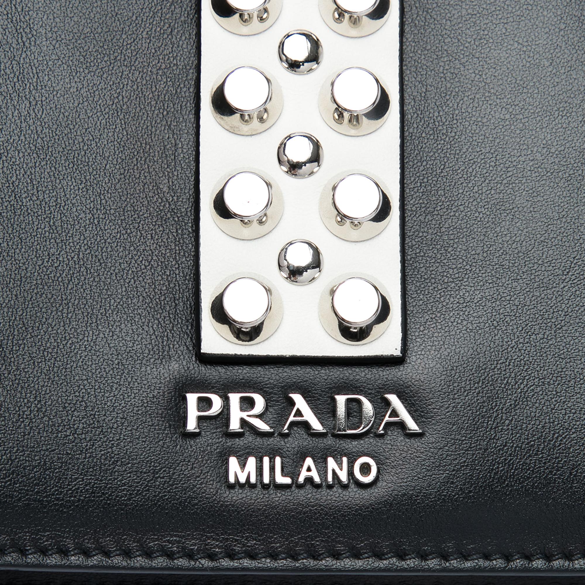 Prada City Calf and Saffiano Studded Elektra Crossbody