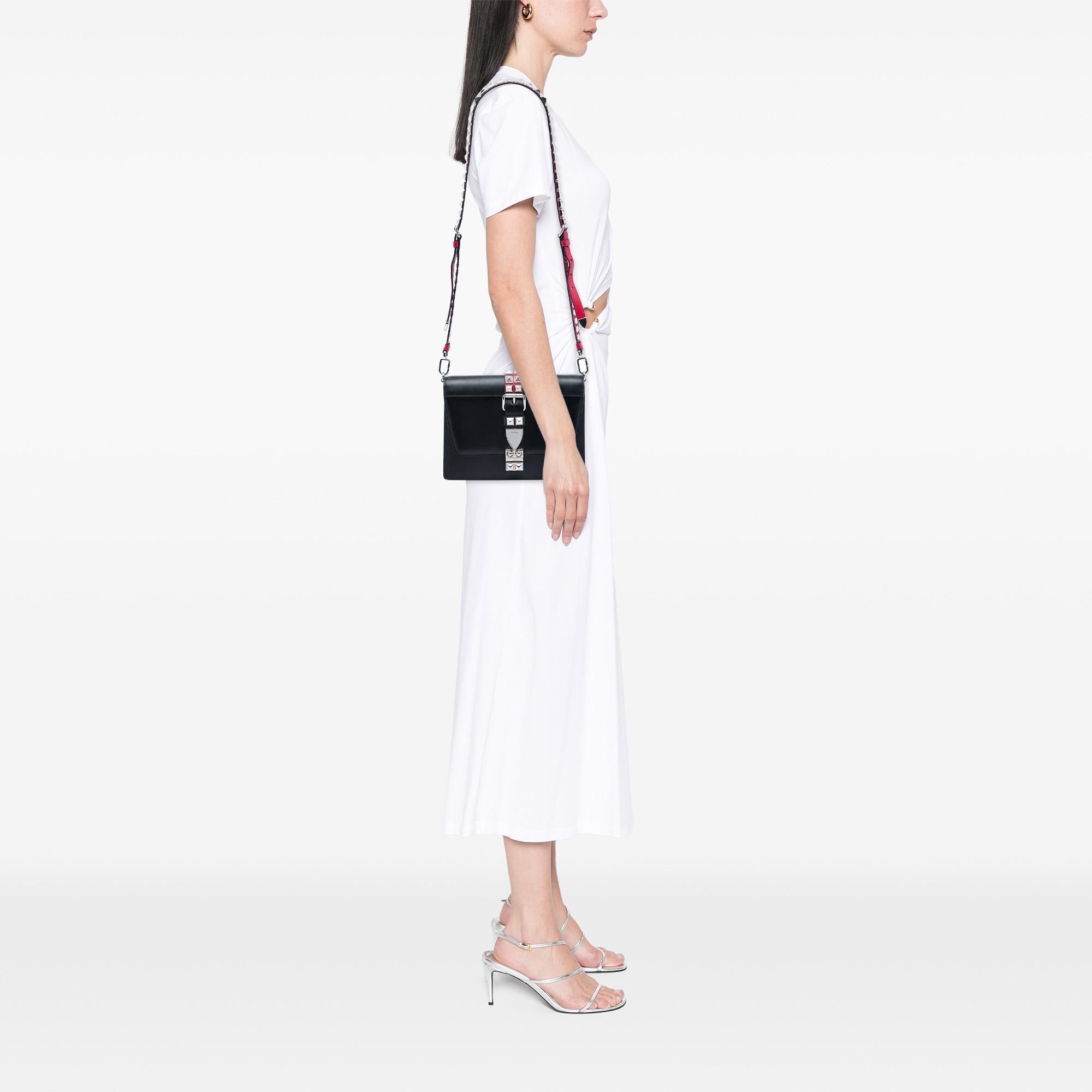 Prada City Calf and Saffiano Studded Elektra Crossbody
