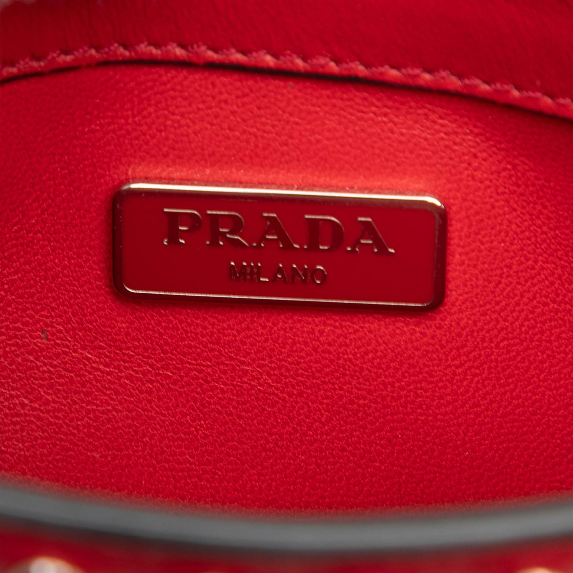 Prada City Calfskin Studded Elektra Turn Lock Clutch